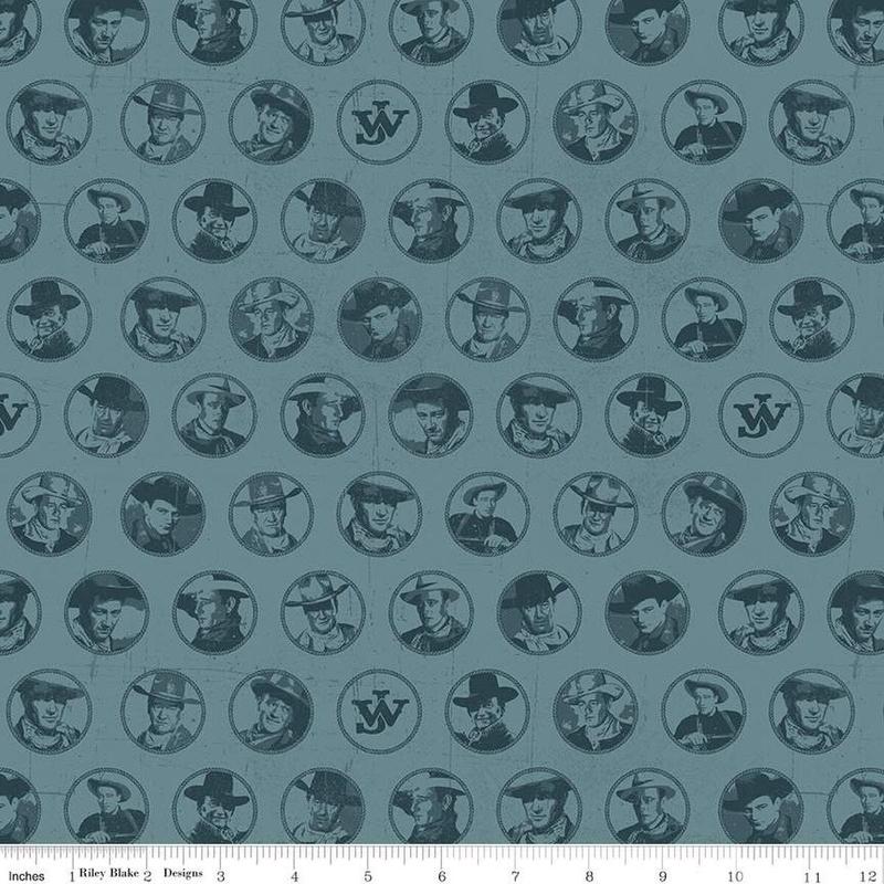 Fabric Riley Blake Denim Circles John Wayne American West by the Quarter Yard C16622-DENIM