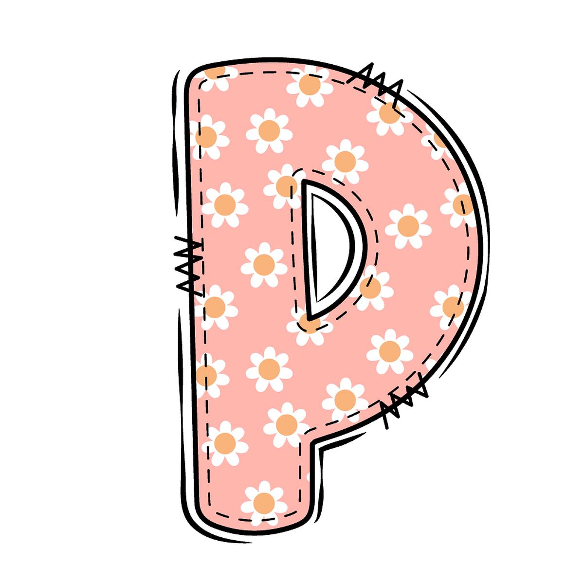 Groovy Doodle Flowers ''P'' Fabric Panel