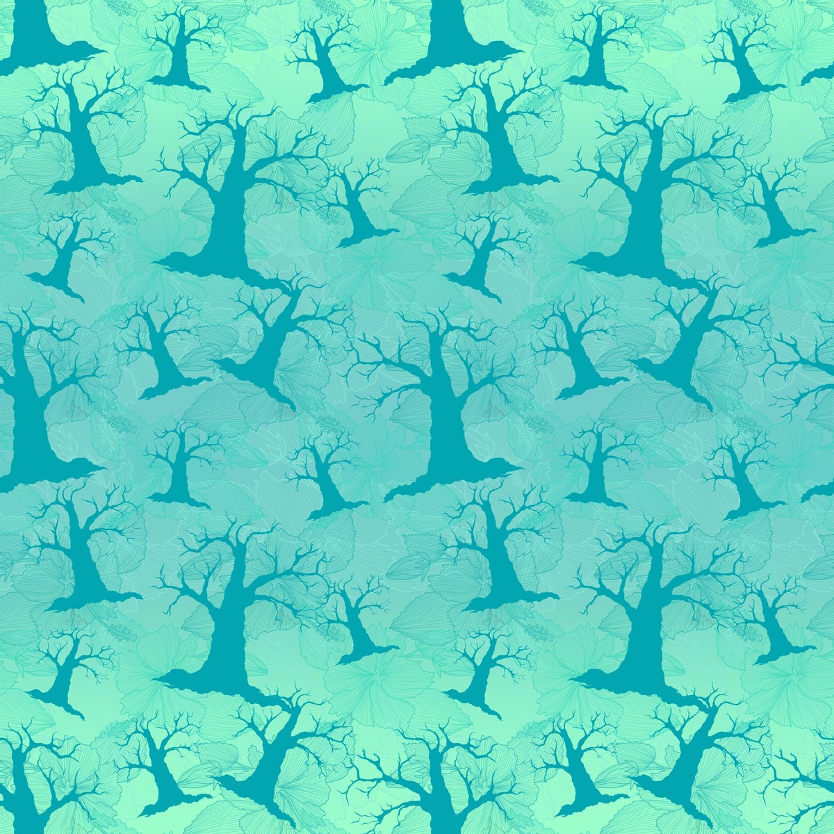 Cute Wizard of OZ Scary Trees Fabric - Blue