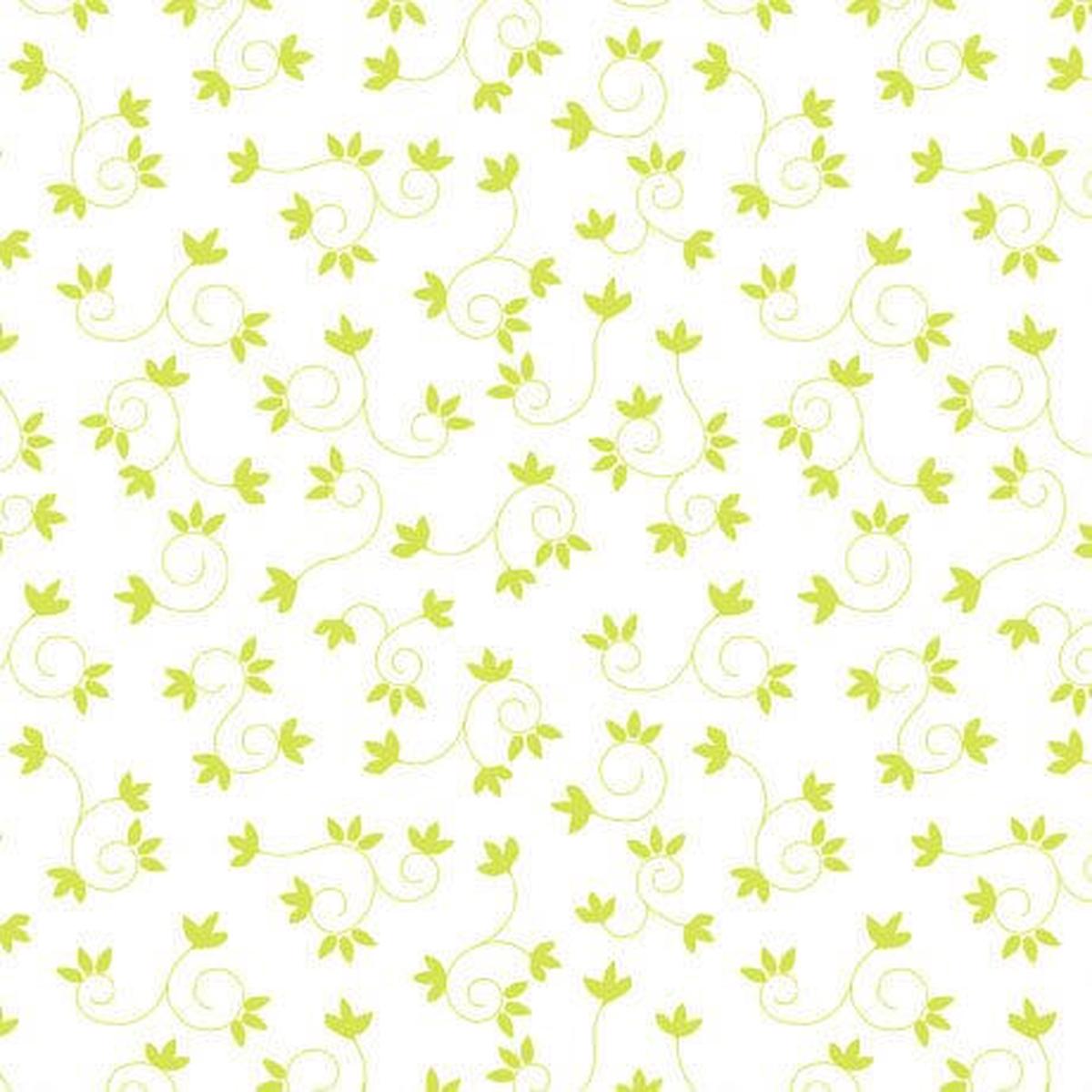 My Watercolor Garden - Scroll and Flower - Green - Yardage