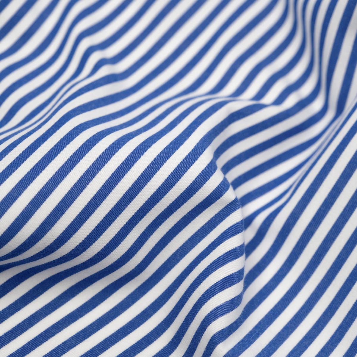 Candy Stripe Brushed Cotton Shirting - Lapis/White