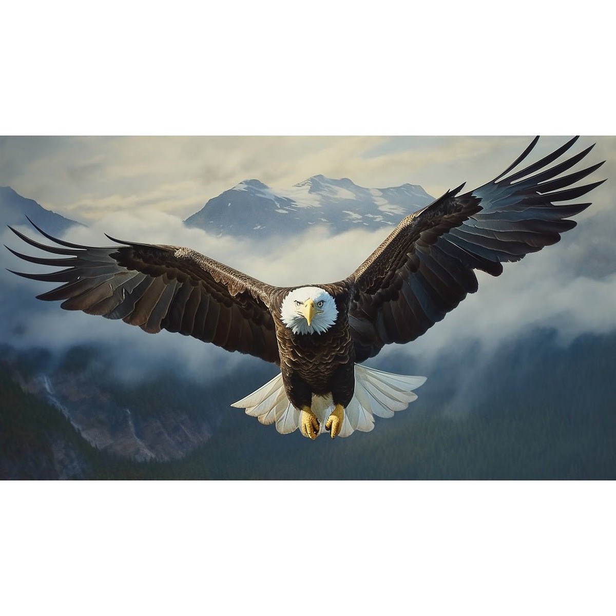 Realistic Bald Eagle Fabric Panel