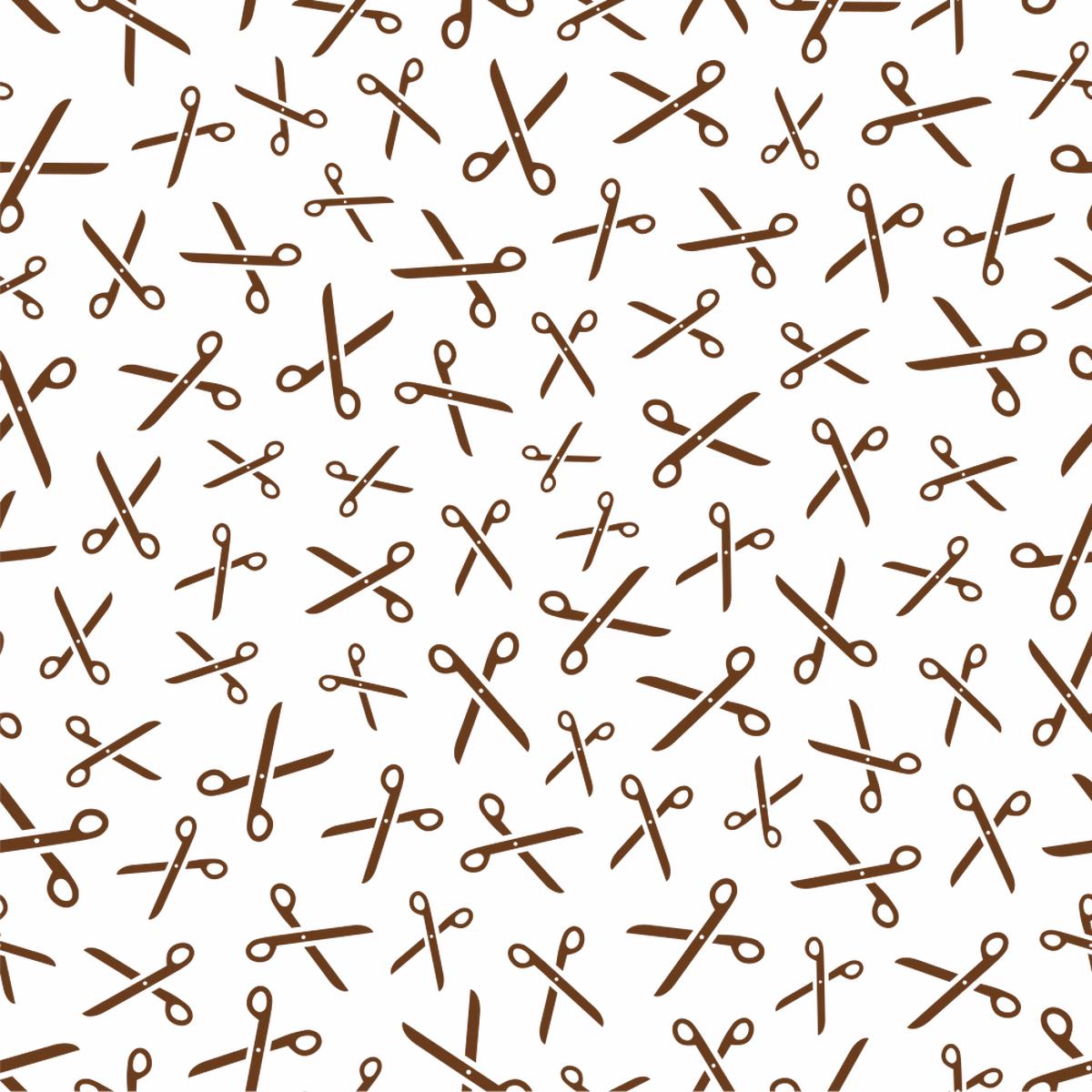 Scissors Fabric - Chocolate