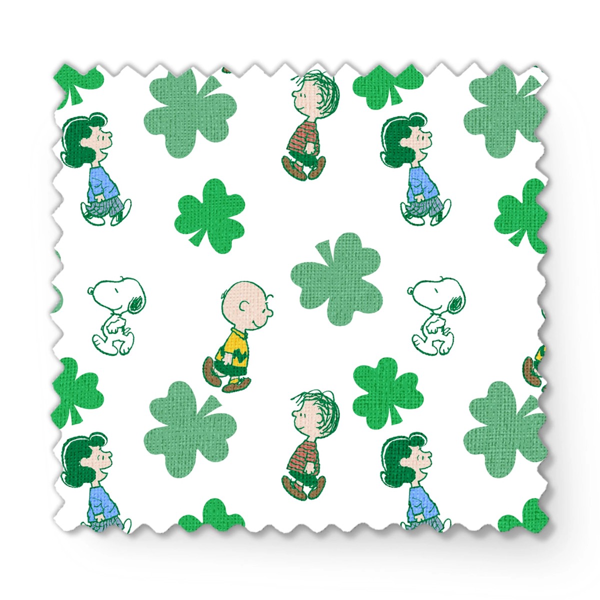 Peanuts St. Patrick's Day Characters and Clovers Fabric