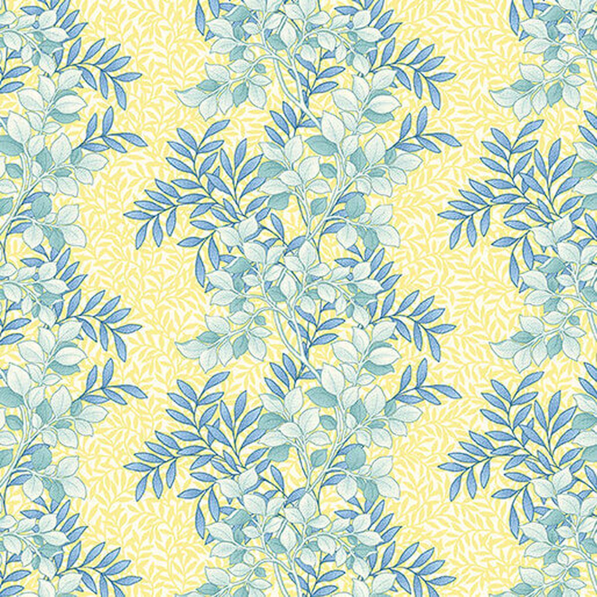 Veranda - Leaves - Yellow 44" / 45" Fabric Per Yard