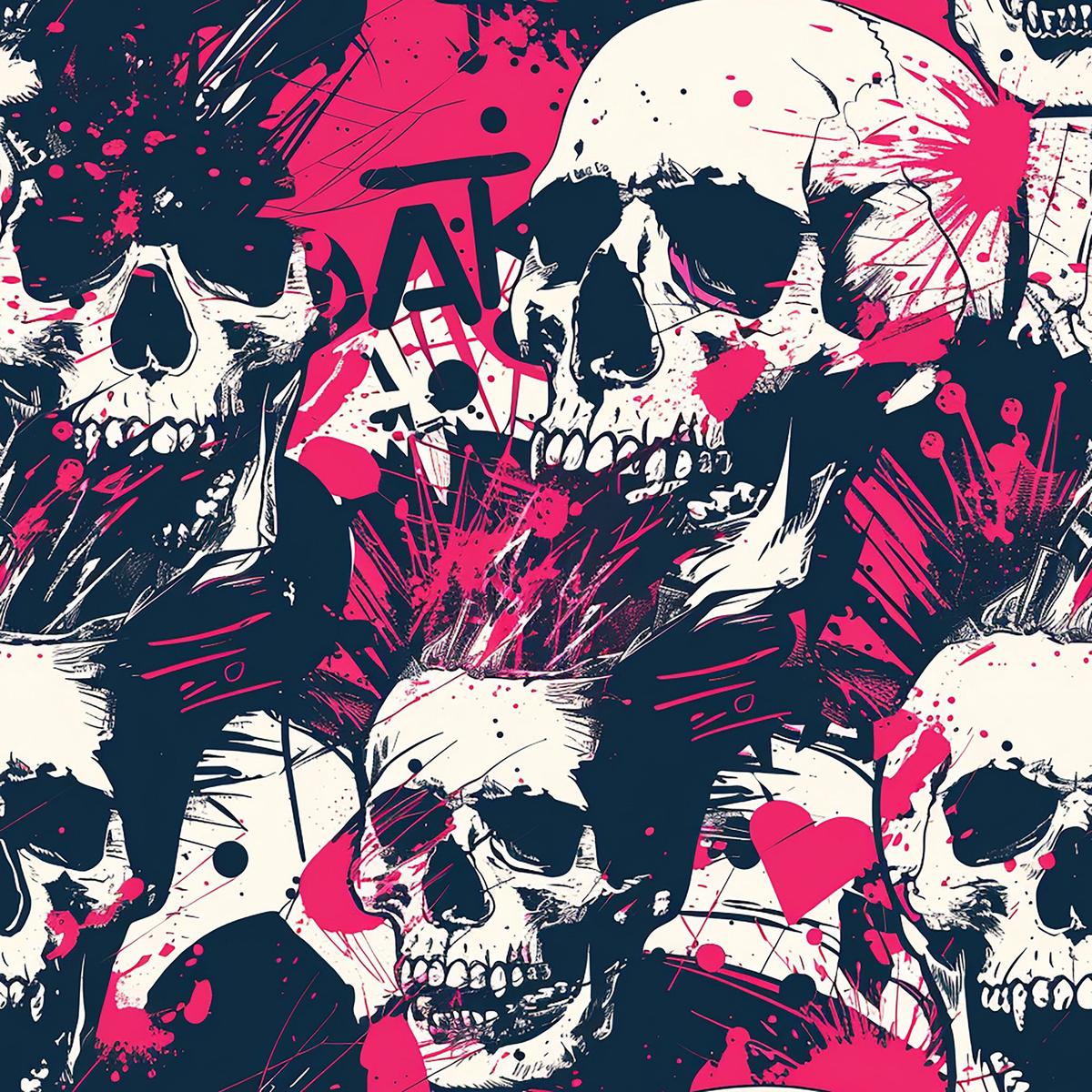 Punk Rock Skull Pattern 5 Quilting Cotton Fabric