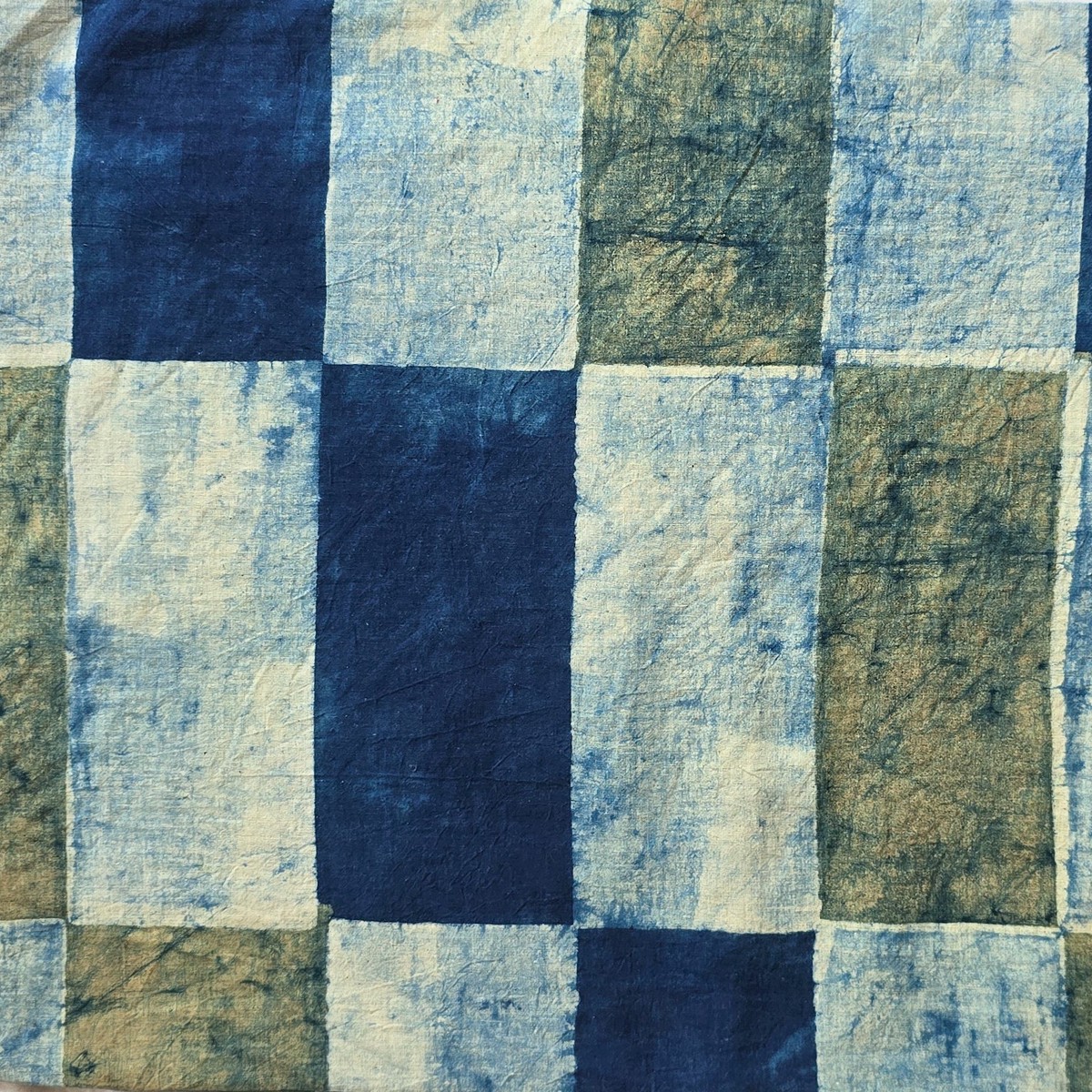 Pure Cotton Ajrak With Multicolor Joint Bricks Hand Block Print Fabric