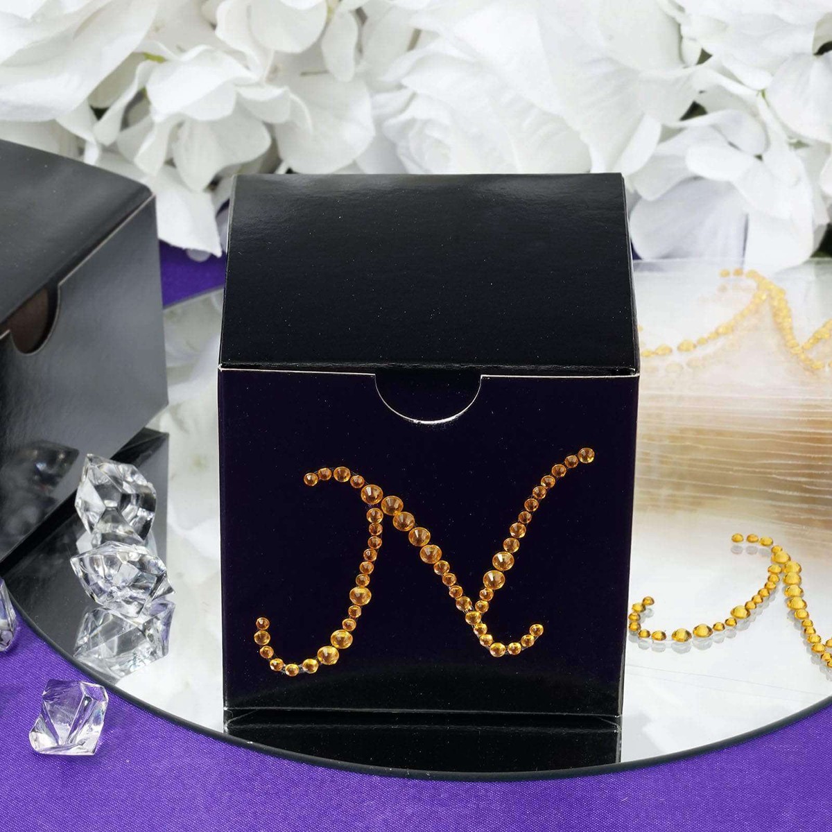 12 Pack Gold Rhinestone Monogram Letter "N" Jewel Sticker Self Adhesive DIY Diamond Decor 1.5"