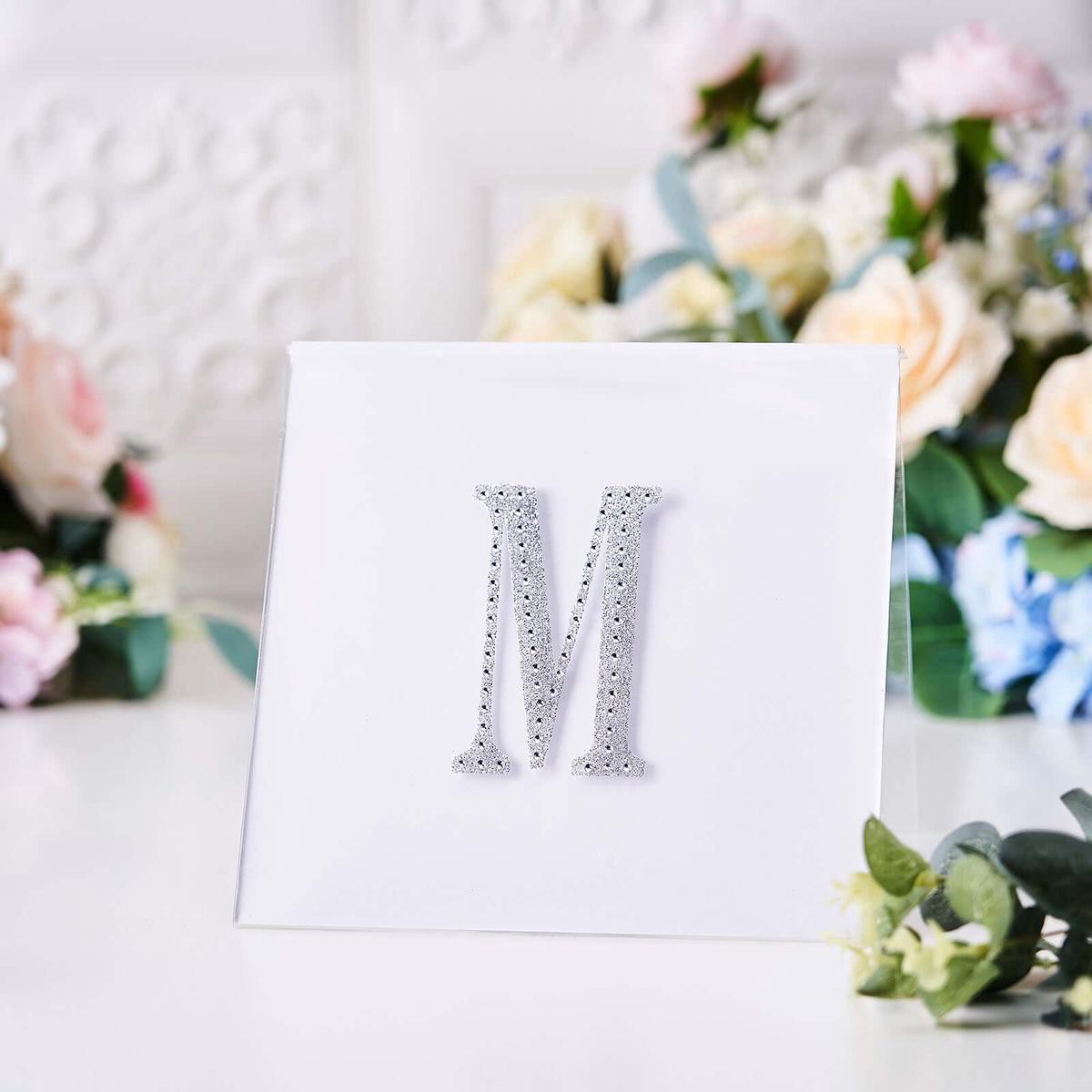 Decorative Rhinestone Alphabet 8221M8221 Letter Stickers 48221 Silver Glitter Adhesive Craft Letters 8211 DIY Sparkle Embellishments