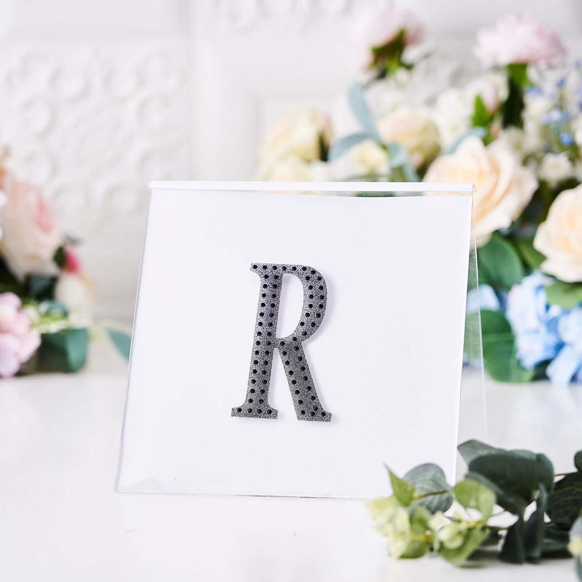 Decorative Rhinestone Alphabet 8221R8221 Letter Stickers 48221 Black Glitter Adhesive Craft Letters 8211 DIY Sparkle Embellishments