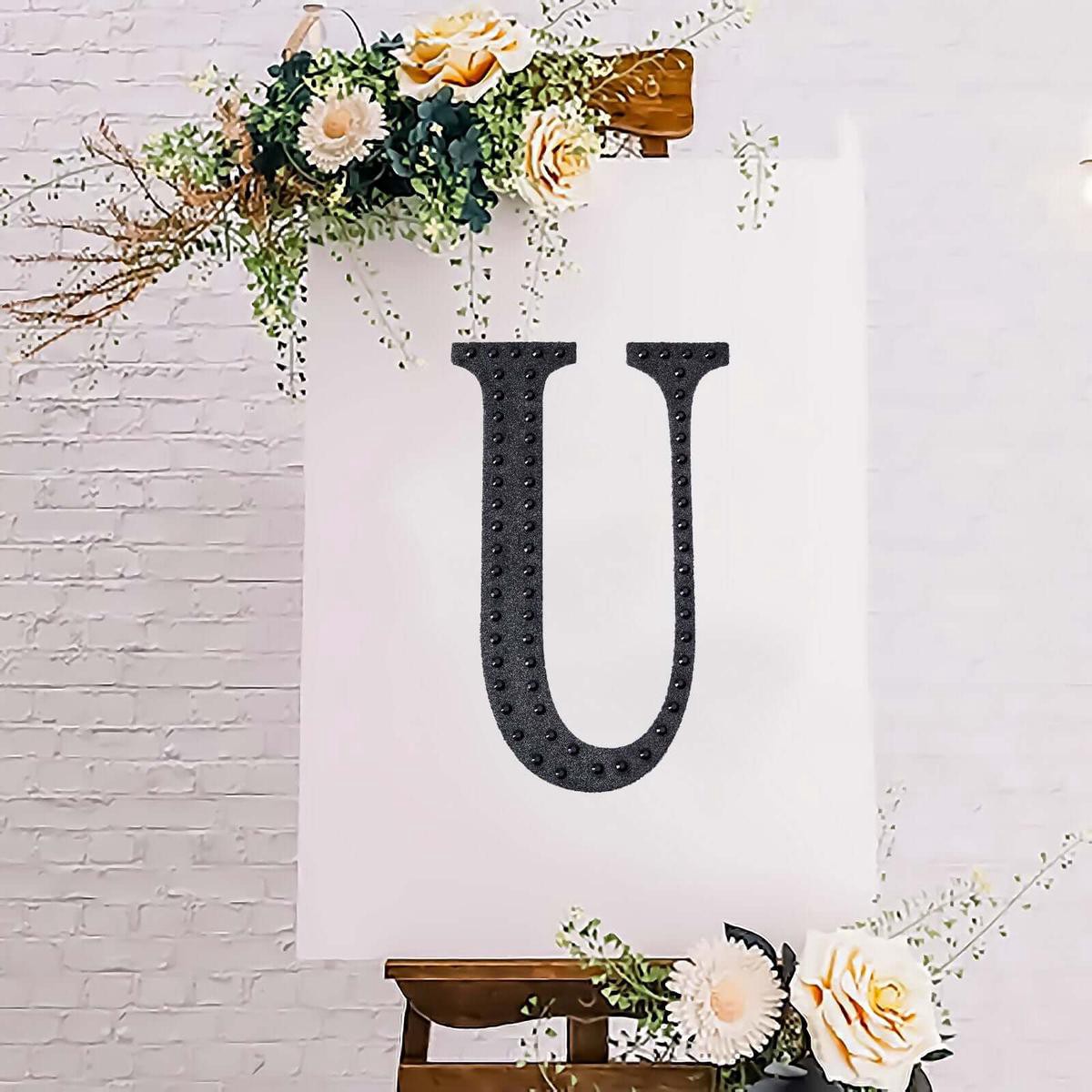 Decorative Rhinestone Alphabet 8221U8221 Letter Stickers Glitter Adhesive Craft Letters Black DIY Sparkle Embellishments 88221