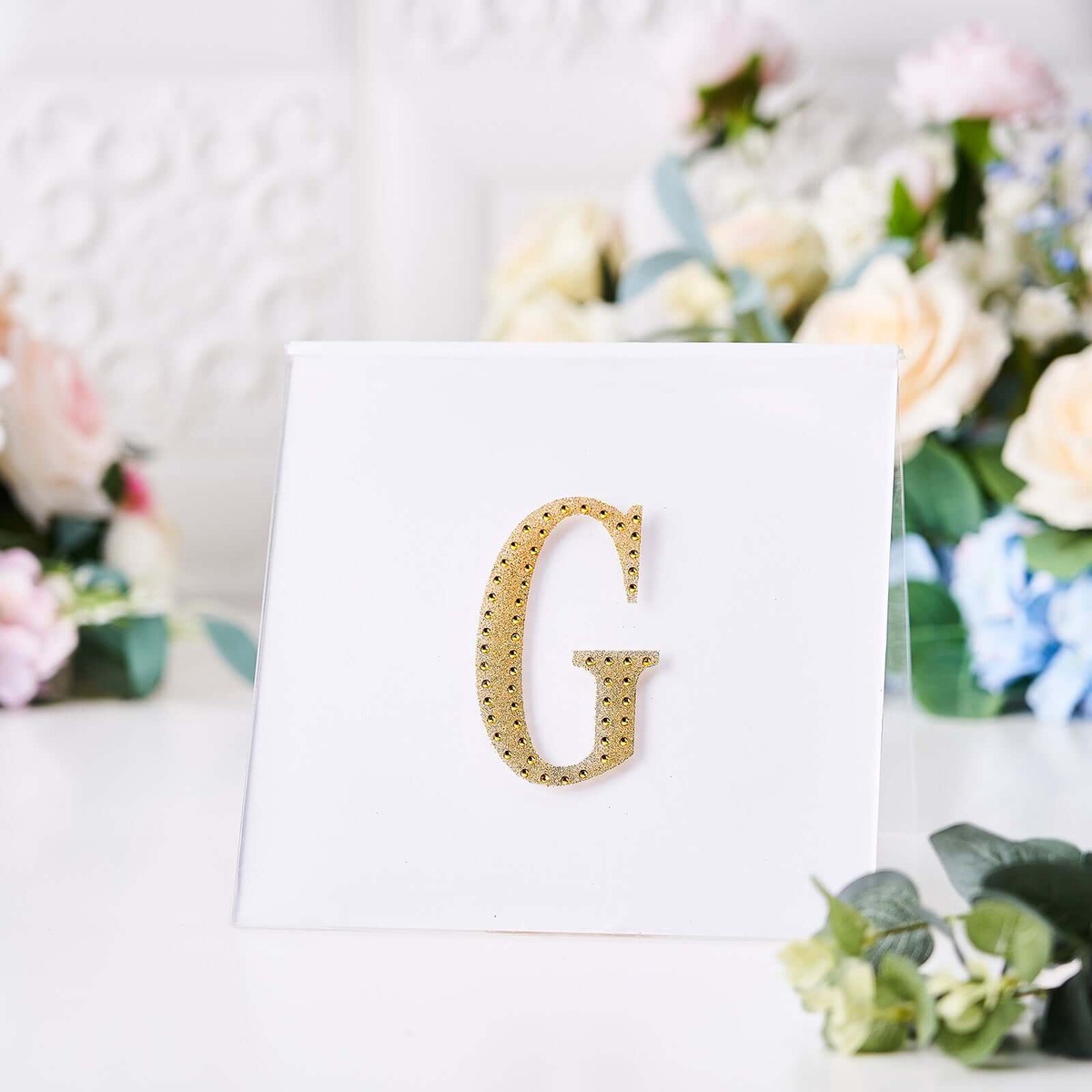 Decorative Rhinestone Alphabet "G" Letter Stickers 4", Gold Glitter Adhesive Craft Letters - DIY Sparkle Embellishments