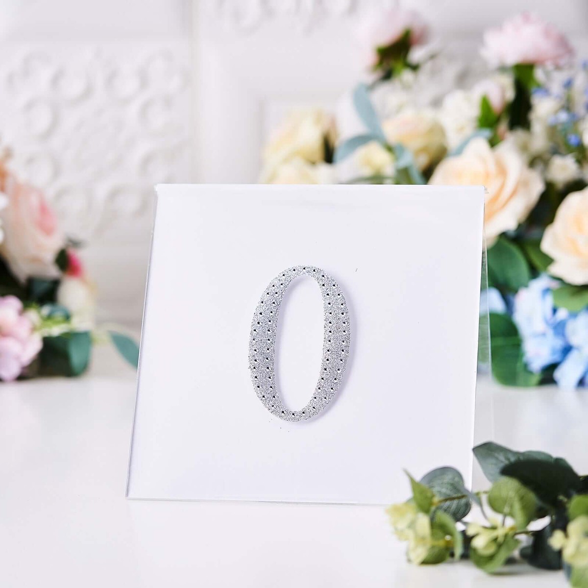 Decorative Rhinestone Alphabet "O" Letter Stickers 4", Silver Glitter Adhesive Craft Letters - DIY Sparkle Embellishments