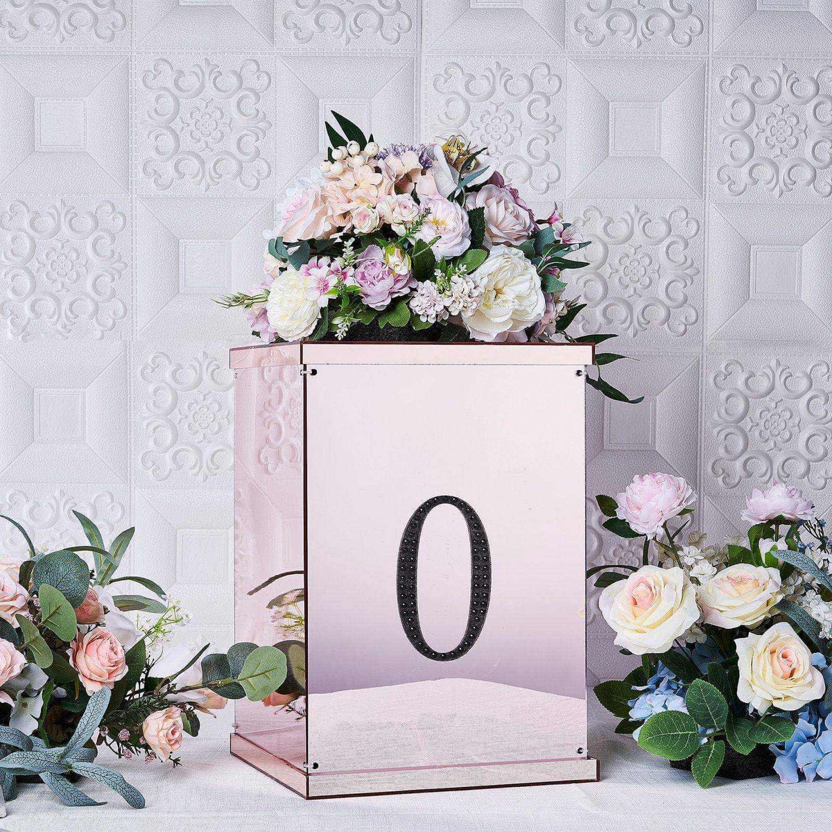 Decorative Rhinestone Number "0" Stickers 6", Black Glitter Adhesive Craft Numbers - DIY Sparkle Embellishments