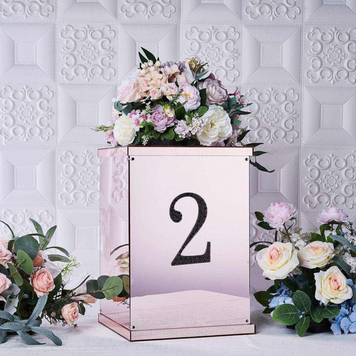 Decorative Rhinestone Number "2" Stickers 6", Black Glitter Adhesive Craft Numbers - DIY Sparkle Embellishments