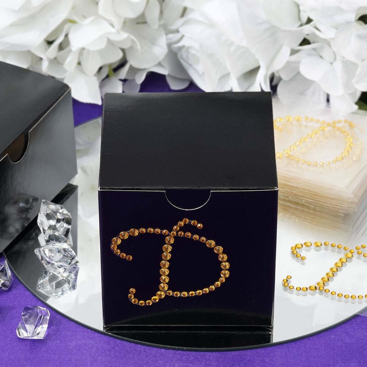 12 Pack Gold Rhinestone Monogram Letter "D" Jewel Sticker Self Adhesive DIY Diamond Decor 1.5"