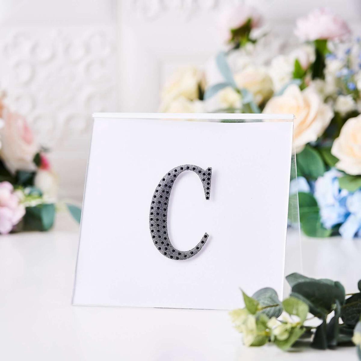 Decorative Rhinestone Alphabet 8221C8221 Letter Stickers 48221 Black Glitter Adhesive Craft Letters 8211 DIY Sparkle Embellishments