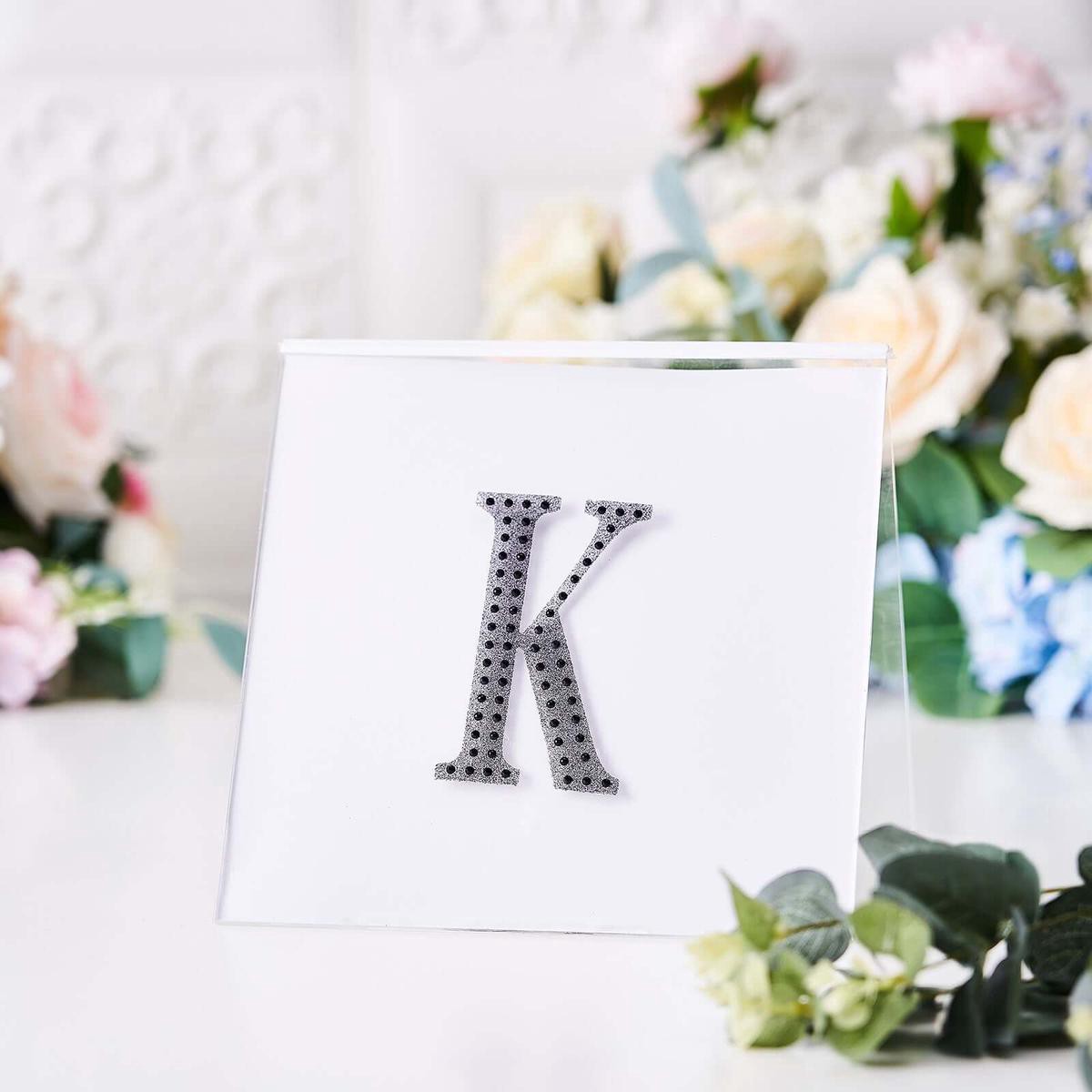 Decorative Rhinestone Alphabet 8221K8221 Letter Stickers 48221 Black Glitter Adhesive Craft Letters 8211 DIY Sparkle Embellishments