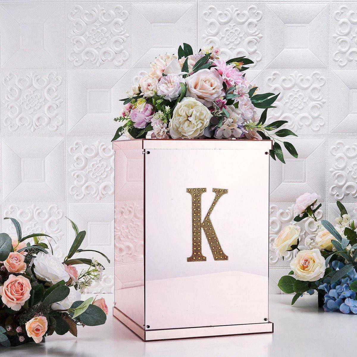 Decorative Rhinestone Alphabet 8221K8221 Letter Stickers 68221 Gold Glitter Adhesive Craft Letters 8211 DIY Sparkle Embellishments