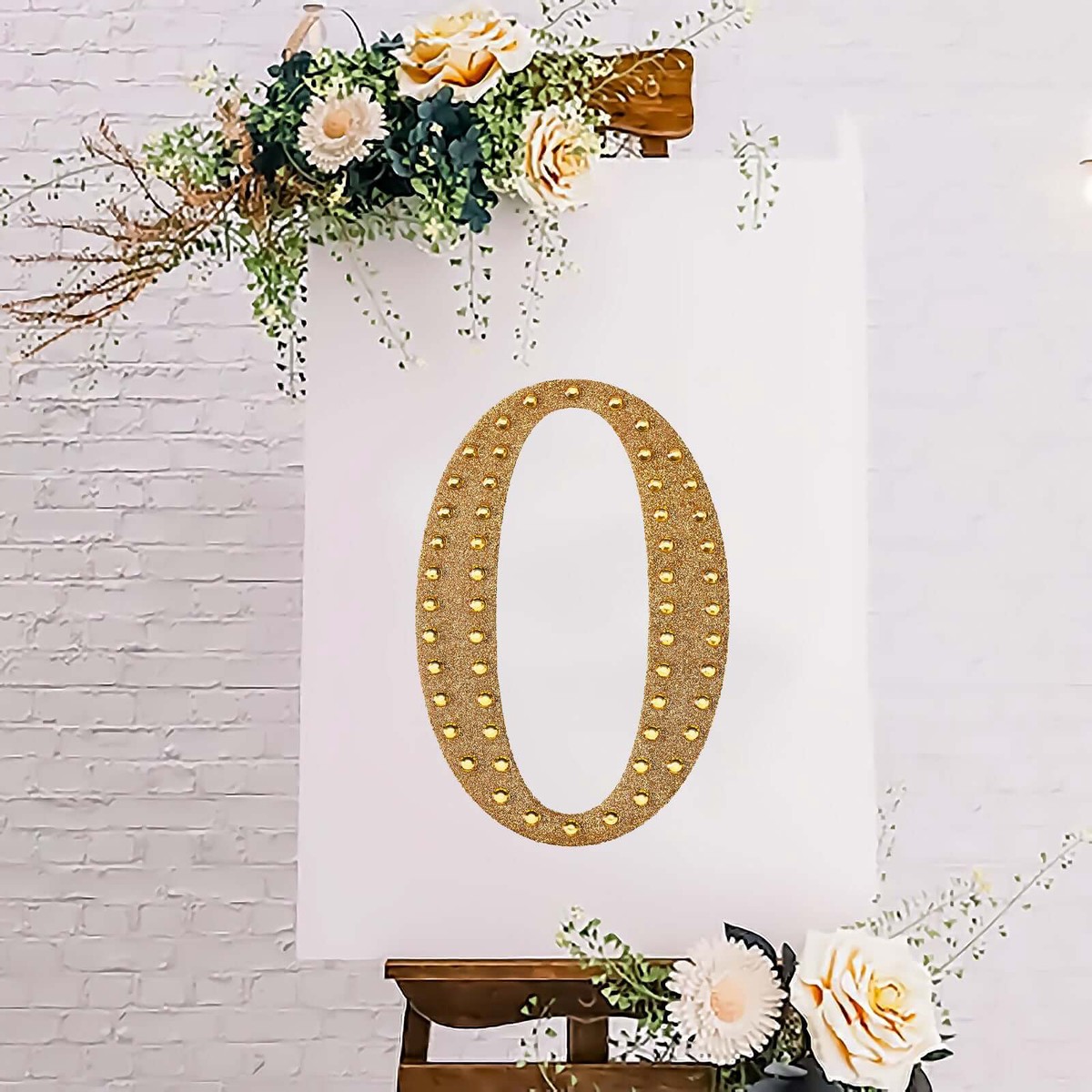 Decorative Rhinestone Alphabet "O" Letter Stickers 8", Gold Glitter Adhesive Craft Letters - DIY Sparkle Embellishments