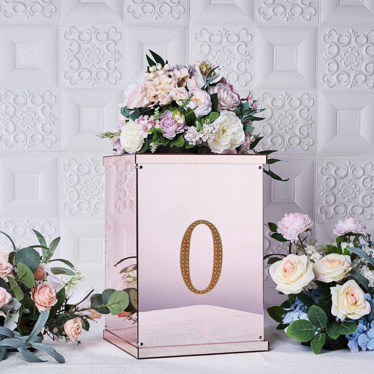 Decorative Rhinestone Number "0" Stickers 6", Gold Glitter Adhesive Craft Numbers - DIY Sparkle Embellishments