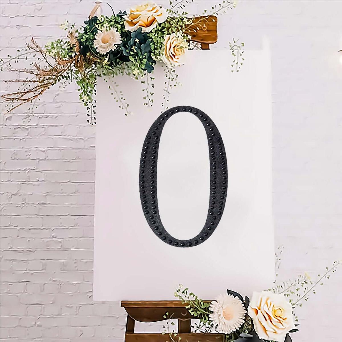 Decorative Rhinestone Number "0" Stickers 8", Black Glitter Adhesive Craft Numbers - DIY Sparkle Embellishments