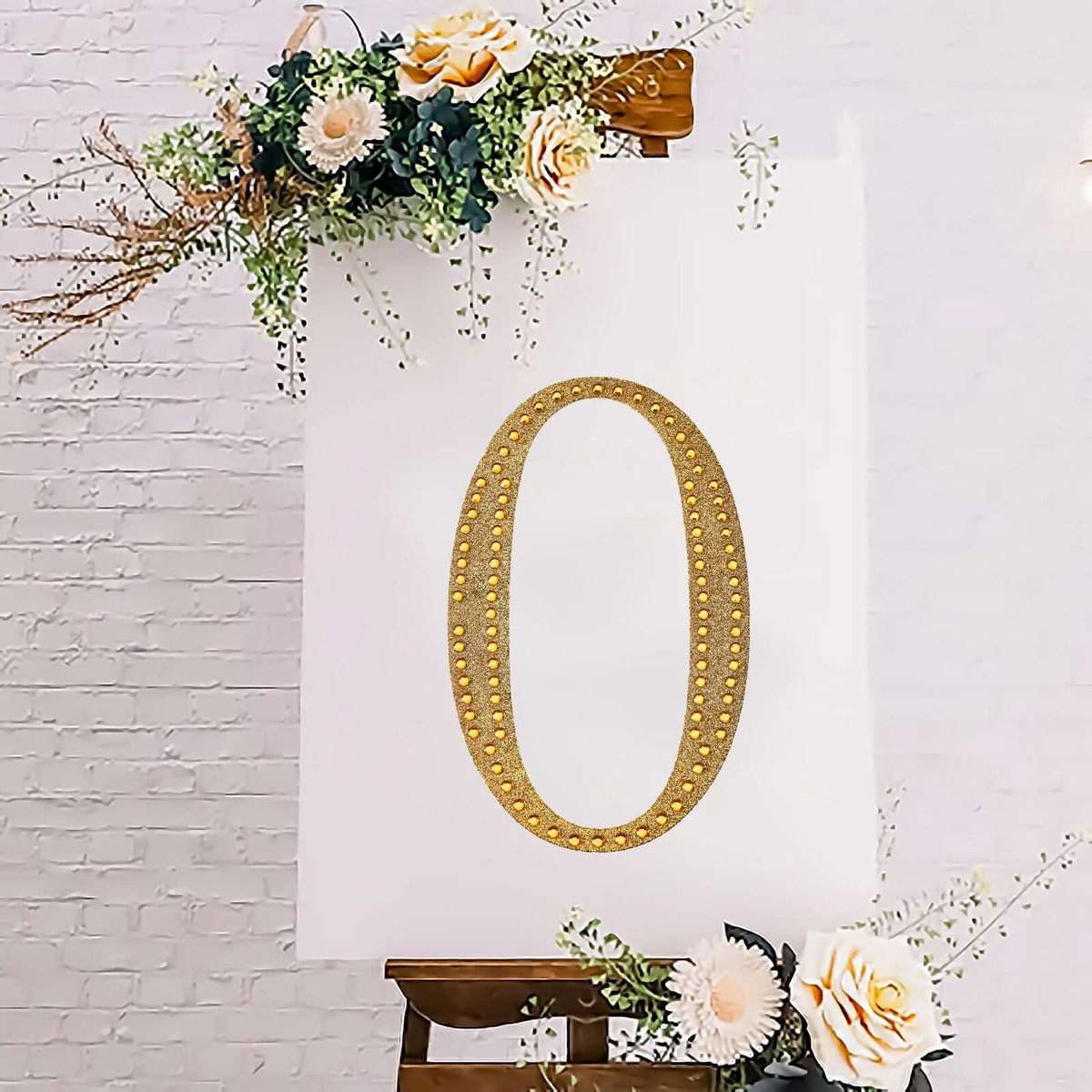 Decorative Rhinestone Number "0" Stickers 8", Gold Glitter Adhesive Craft Numbers - DIY Sparkle Embellishments