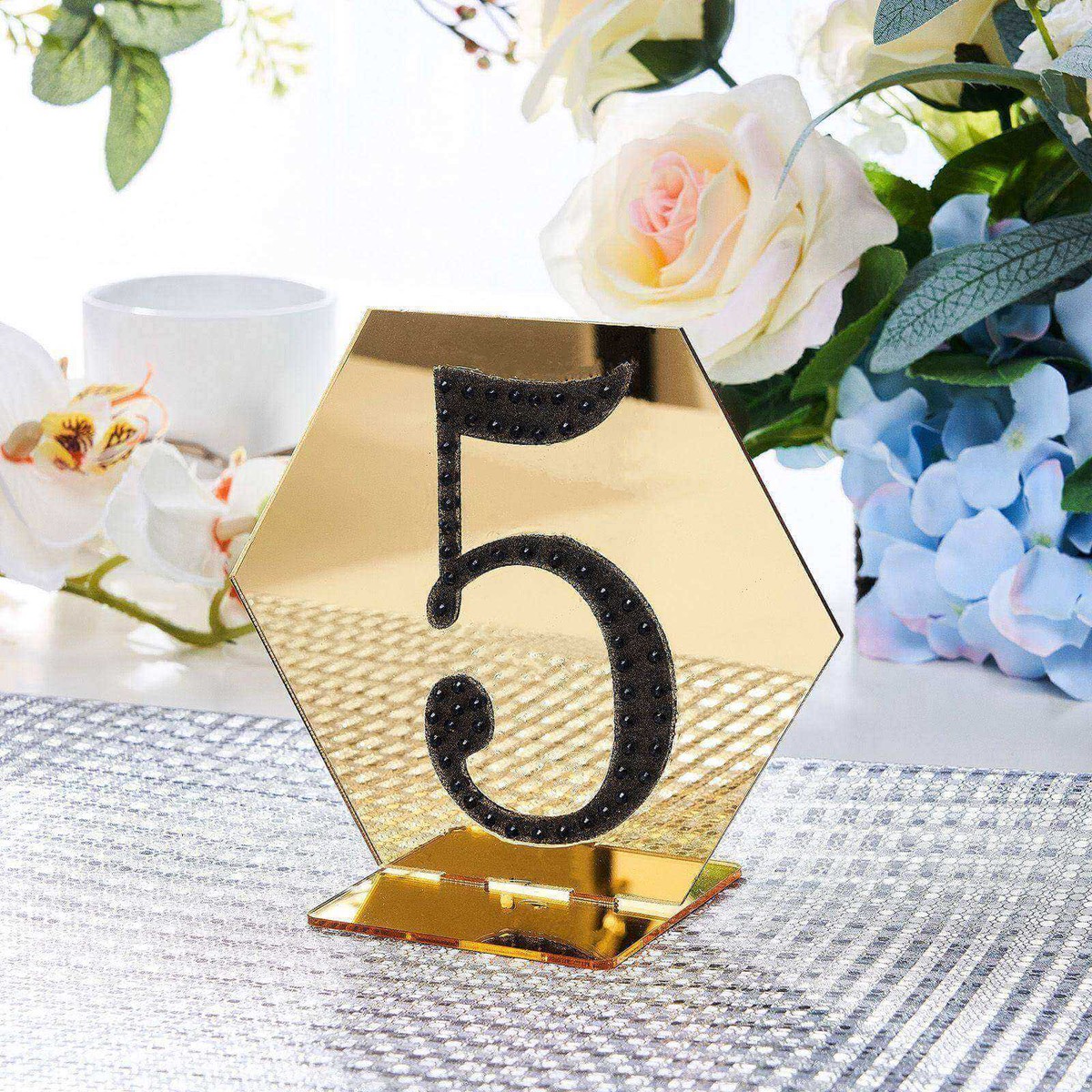 Decorative Rhinestone Number "5" Stickers 4", Black Glitter Adhesive Craft Numbers - DIY Sparkle Embellishments