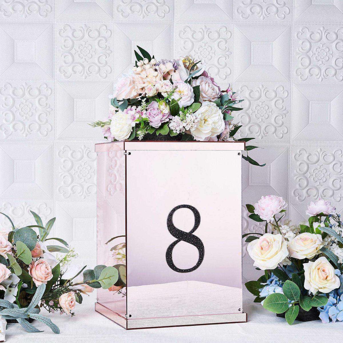 Decorative Rhinestone Number "8" Stickers 6", Black Glitter Adhesive Craft Numbers - DIY Sparkle Embellishments