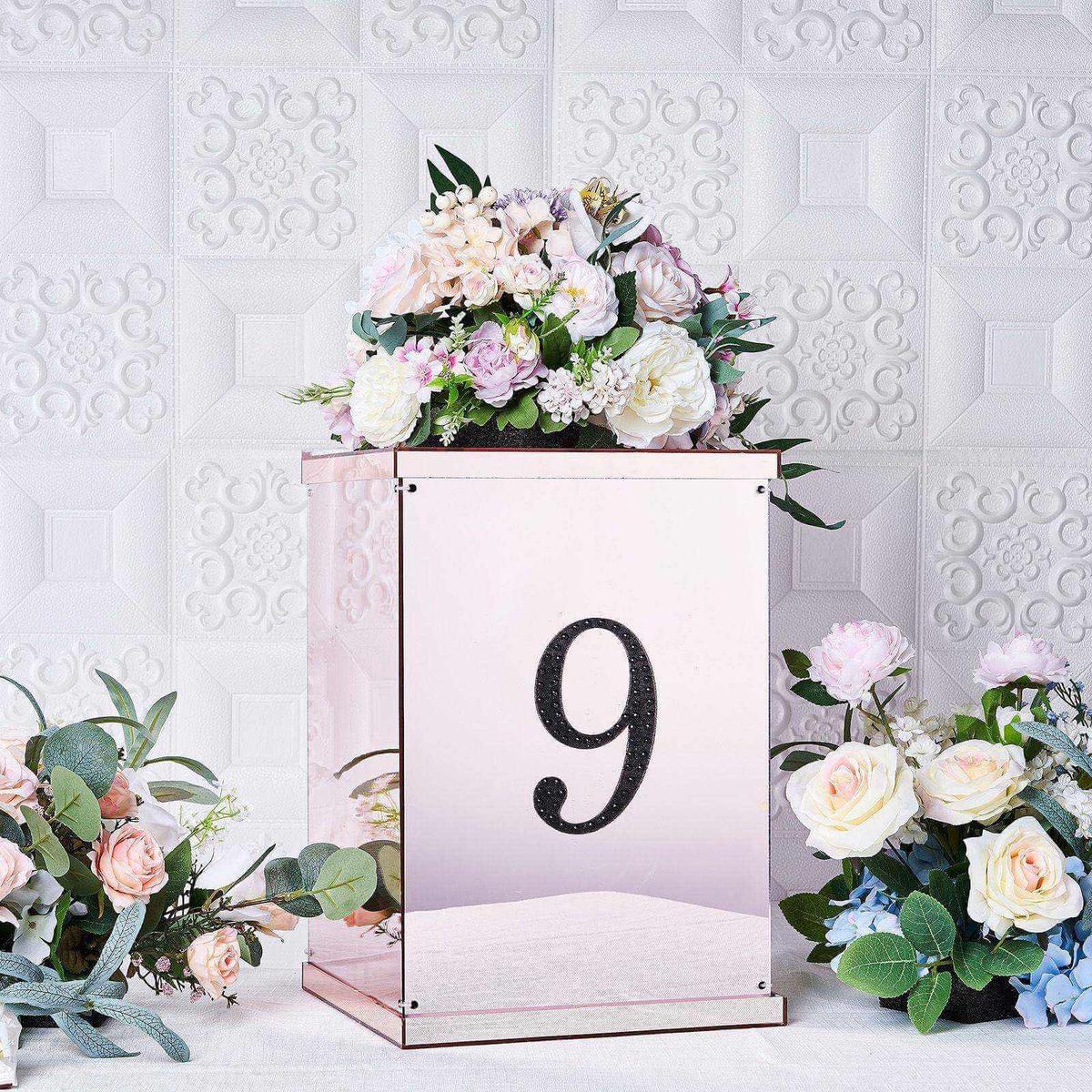 Decorative Rhinestone Number "9" Stickers 6", Black Glitter Adhesive Craft Numbers - DIY Sparkle Embellishments