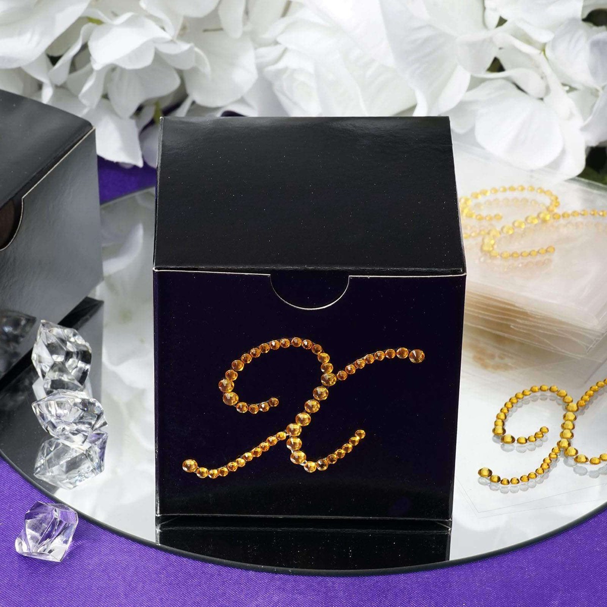12 Pack Gold Rhinestone Monogram Letter "X" Jewel Sticker Self Adhesive DIY Diamond Decor 1.5"
