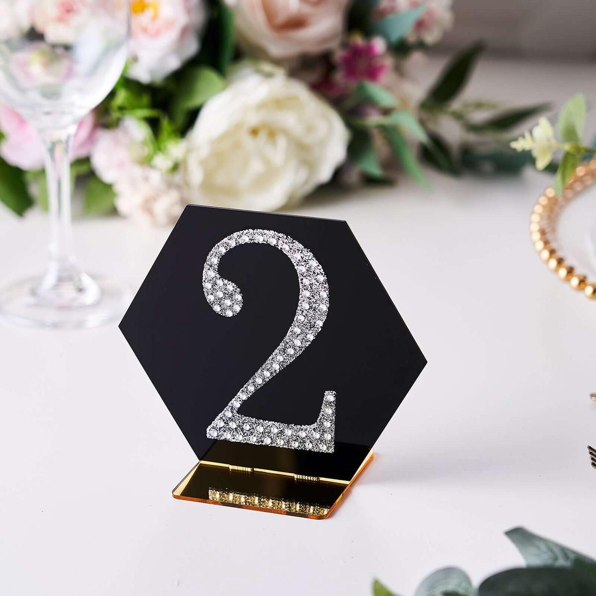 Decorative Rhinestone Number "2" Stickers 4", Silver Glitter Adhesive Craft Numbers - DIY Sparkle Embellishments
