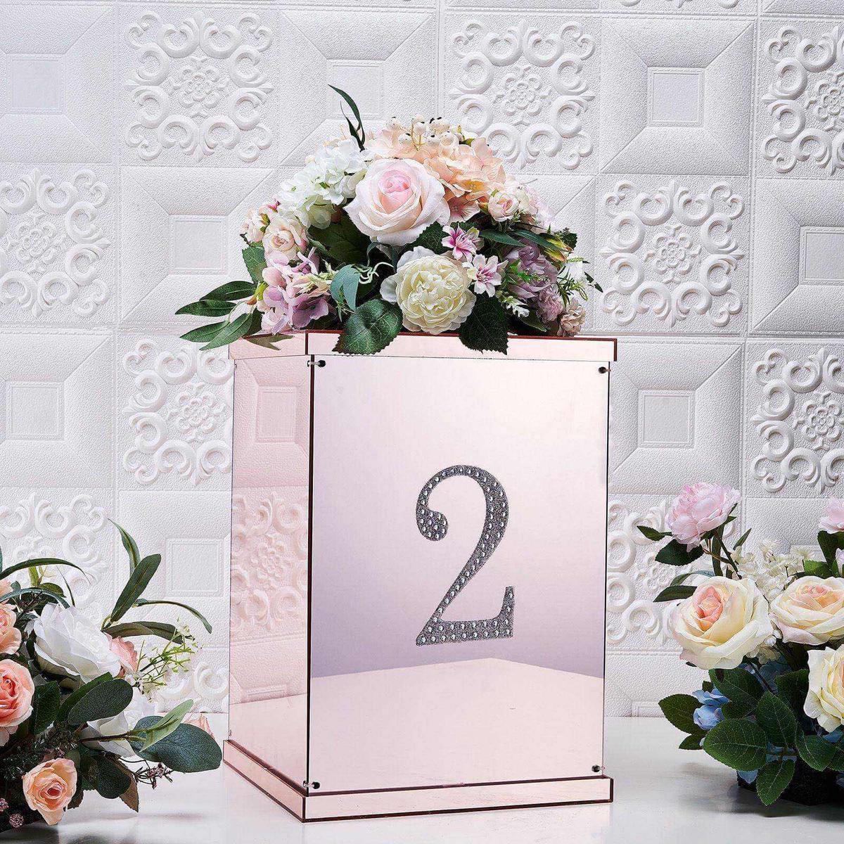 Decorative Rhinestone Number "2" Stickers 6", Silver Glitter Adhesive Craft Numbers - DIY Sparkle Embellishments