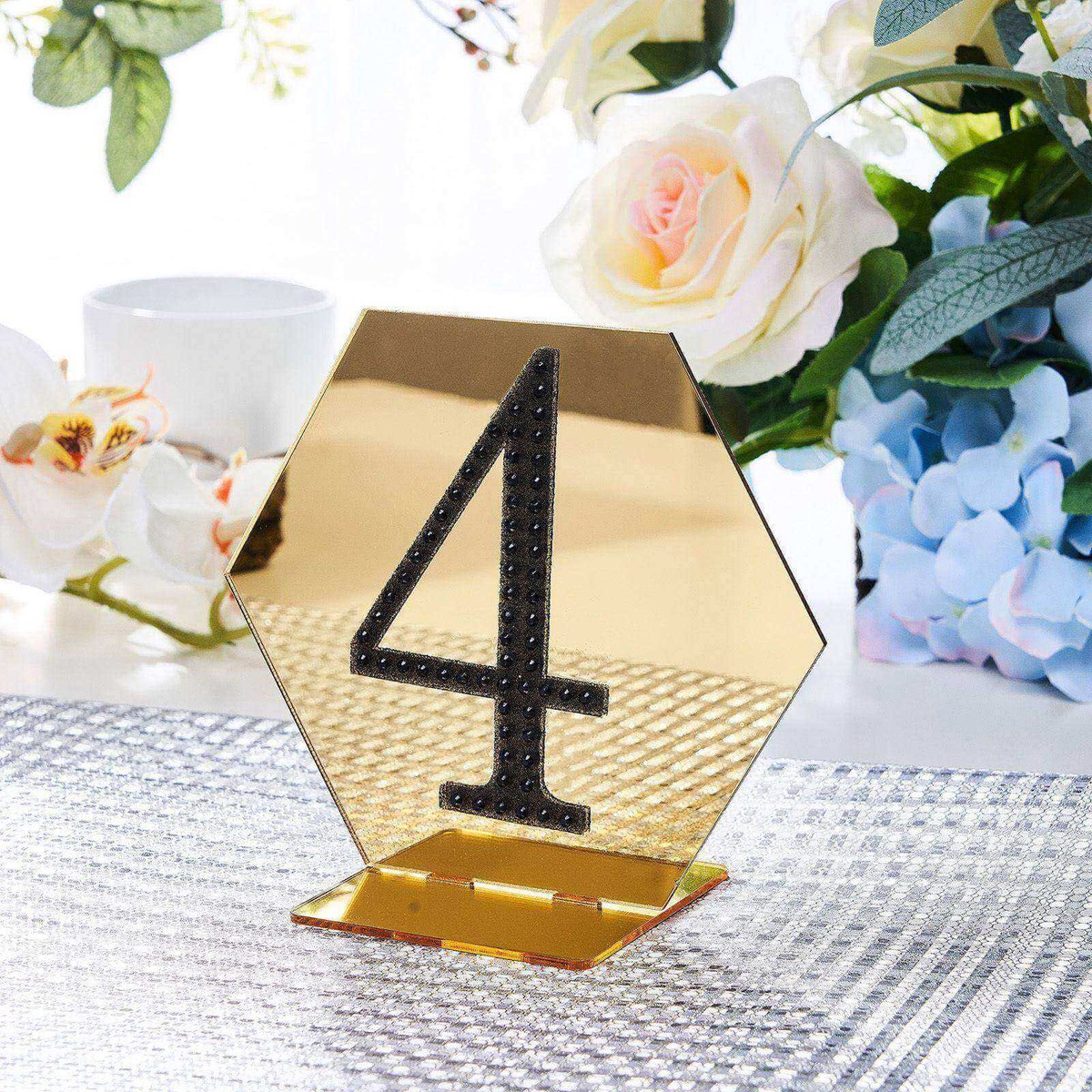 Decorative Rhinestone Number "4" Stickers 4", Black Glitter Adhesive Craft Numbers - DIY Sparkle Embellishments