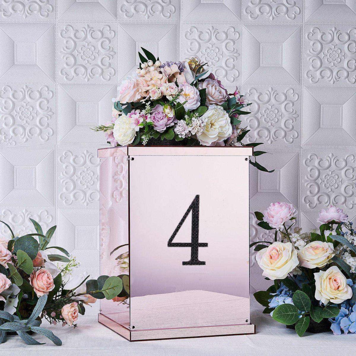 Decorative Rhinestone Number "4" Stickers 6", Black Glitter Adhesive Craft Numbers - DIY Sparkle Embellishments