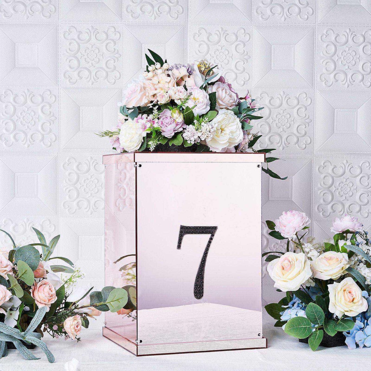 Decorative Rhinestone Number "7" Stickers 6", Black Glitter Adhesive Craft Numbers - DIY Sparkle Embellishments