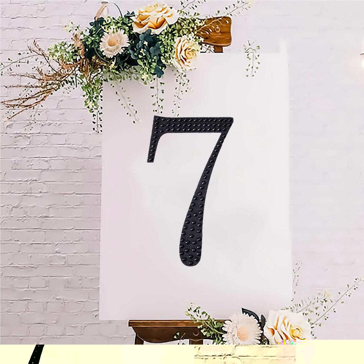 Decorative Rhinestone Number "7" Stickers 8", Black Glitter Adhesive Craft Numbers - DIY Sparkle Embellishments