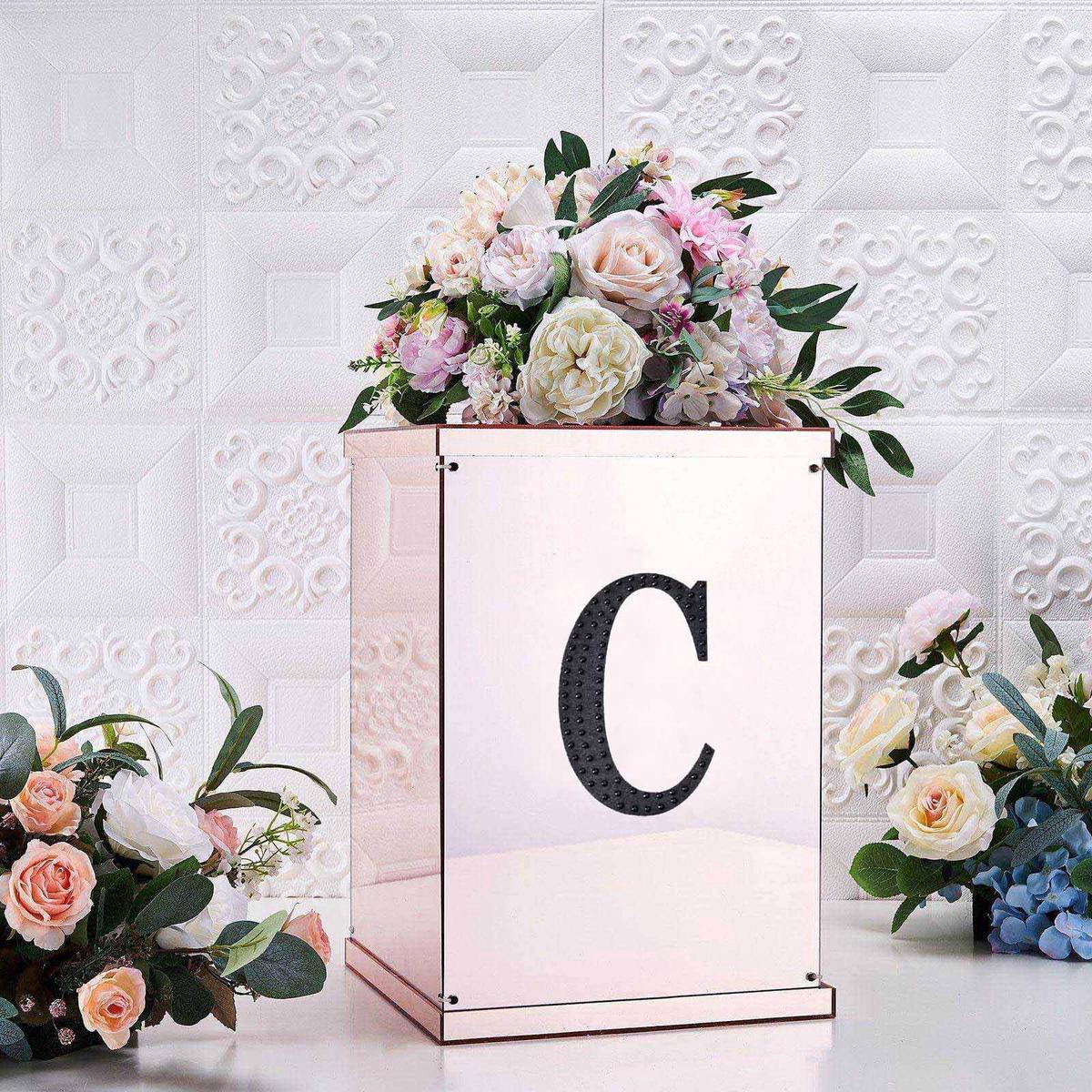 Decorative Rhinestone Alphabet 8221C8221 Letter Stickers 68221 Black Glitter Adhesive Craft Letters 8211 DIY Sparkle Embellishments