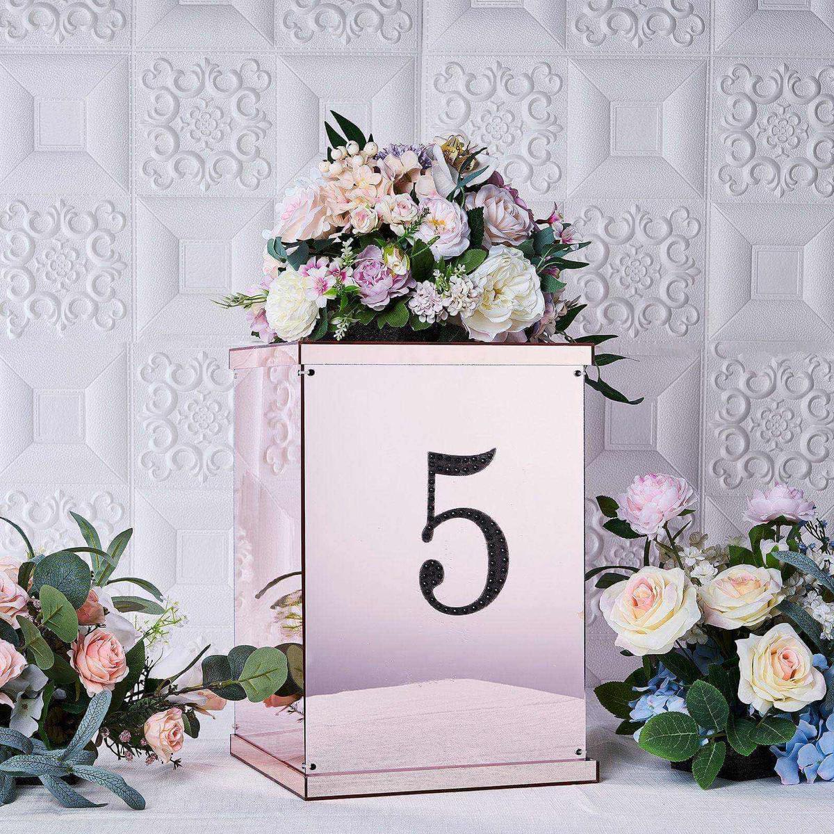 Decorative Rhinestone Number "5" Stickers 6", Black Glitter Adhesive Craft Numbers - DIY Sparkle Embellishments