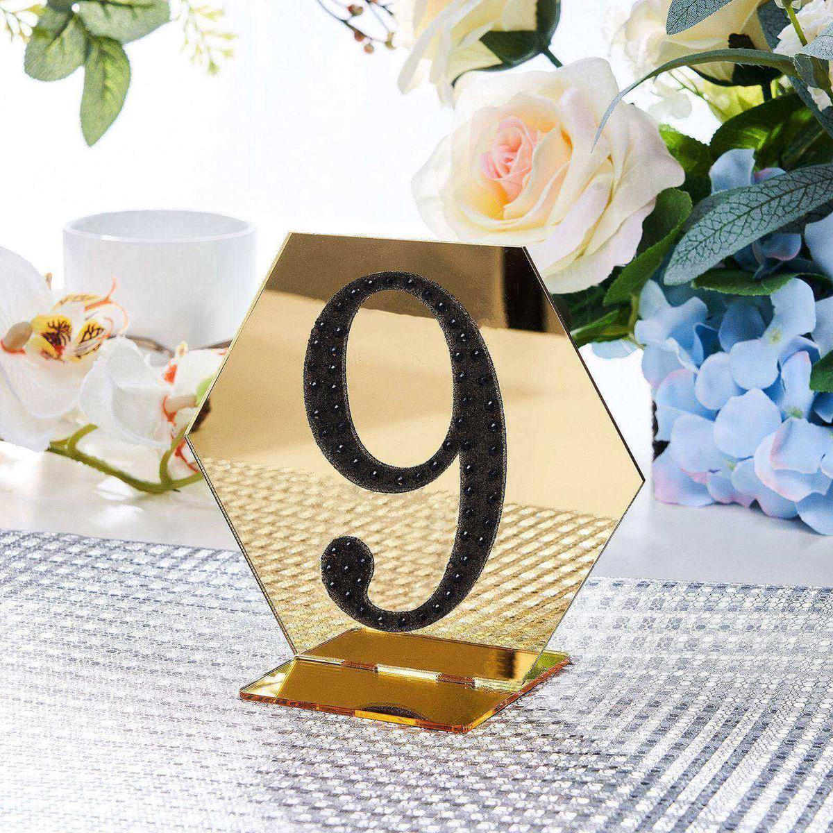 Decorative Rhinestone Number "9" Stickers 4", Black Glitter Adhesive Craft Numbers - DIY Sparkle Embellishments