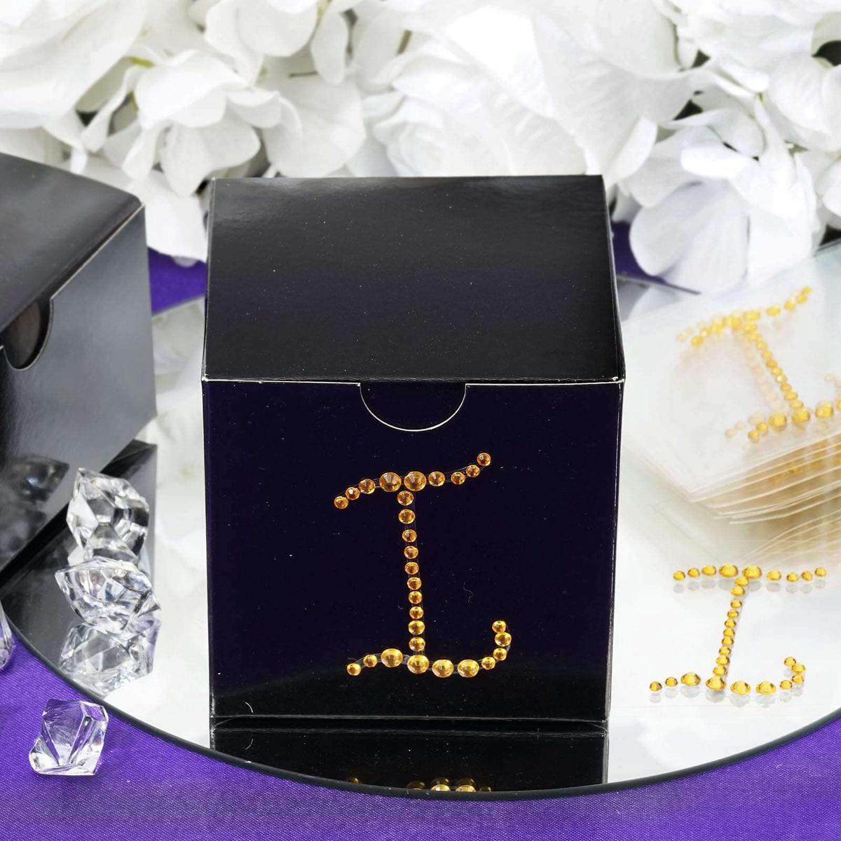 12 Pack Gold Rhinestone Monogram Letter "I" Jewel Sticker Self Adhesive DIY Diamond Decor 1.5"
