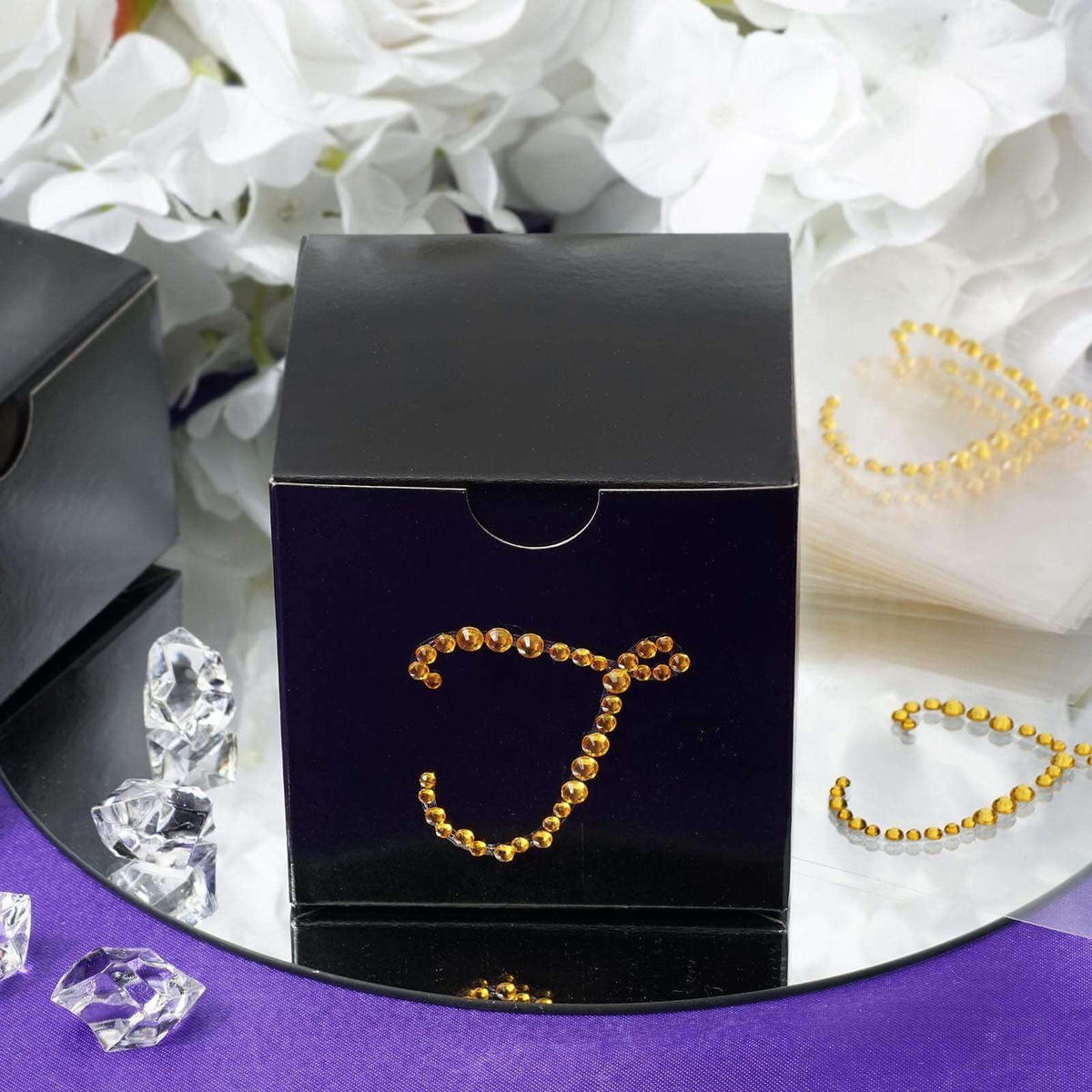 12 Pack Gold Rhinestone Monogram Letter "T" Jewel Sticker Self Adhesive DIY Diamond Decor 1.5"