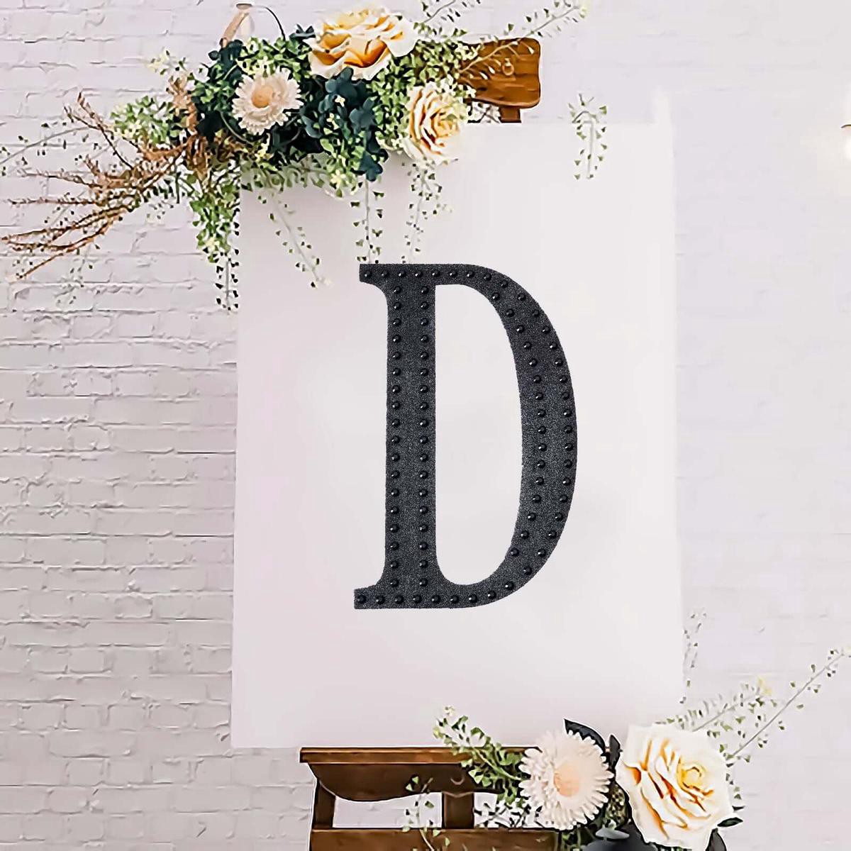 Decorative Rhinestone Alphabet 8221D8221 Letter Stickers Glitter Adhesive Craft Letters Black DIY Sparkle Embellishments 88221