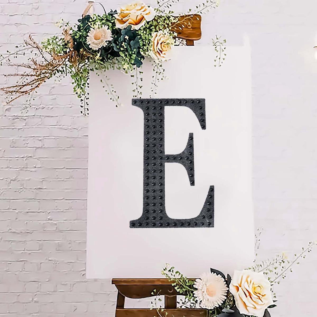Decorative Rhinestone Alphabet 8221E8221 Letter Stickers Glitter Adhesive Craft Letters Black DIY Sparkle Embellishments 88221