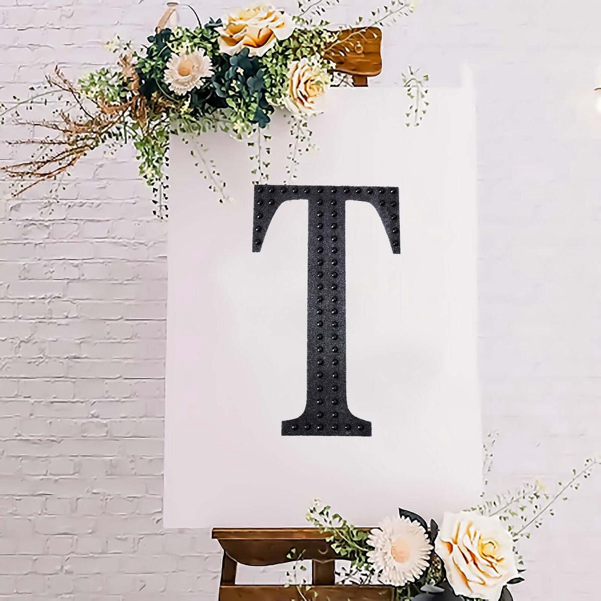 Decorative Rhinestone Alphabet 8221T8221 Letter Stickers Glitter Adhesive Craft Letters Black DIY Sparkle Embellishments 88221