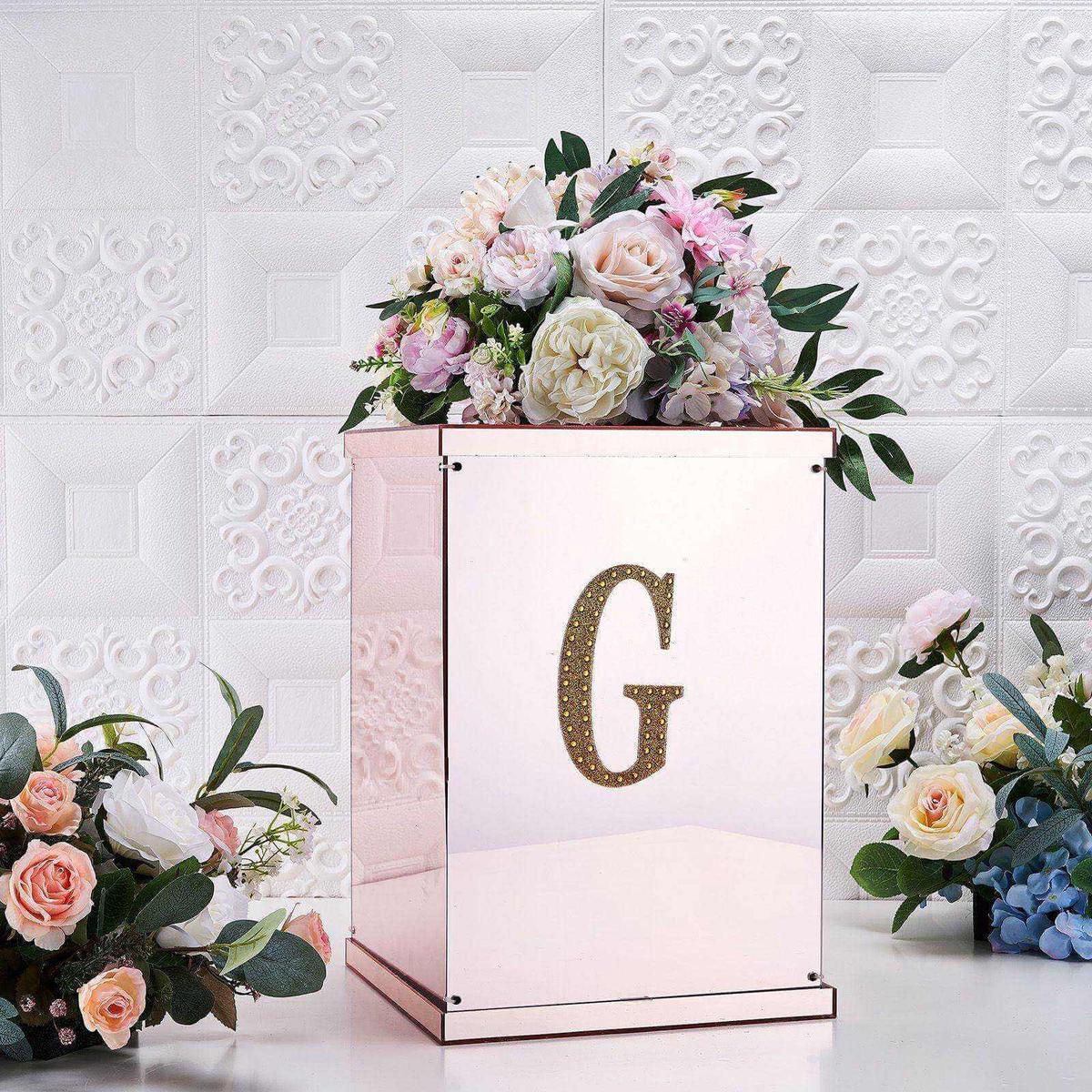 Decorative Rhinestone Alphabet "G" Letter Stickers 6", Gold Glitter Adhesive Craft Letters - DIY Sparkle Embellishments