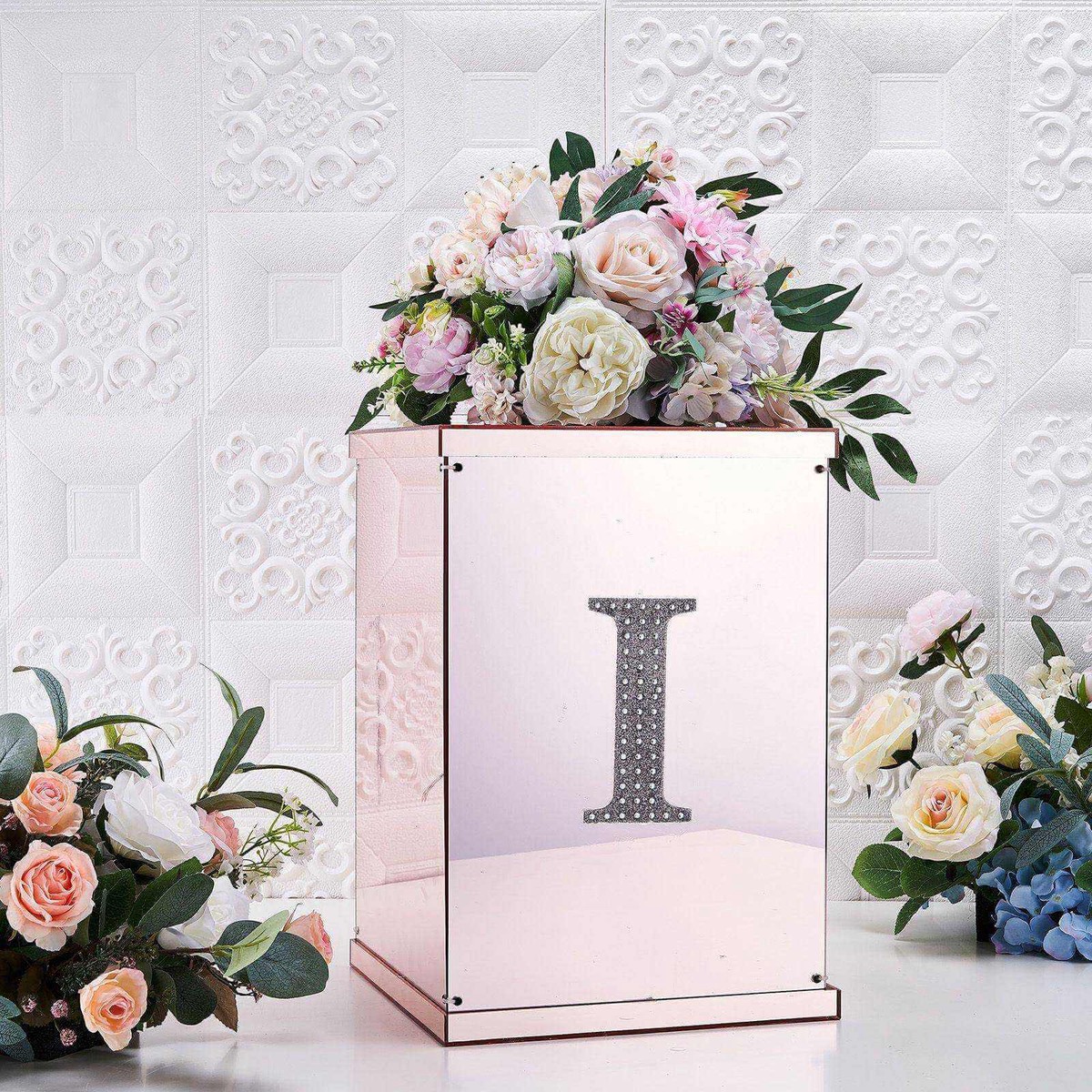 Decorative Rhinestone Alphabet "I" Letter Stickers 6", Silver Glitter Adhesive Craft Letters - DIY Sparkle Embellishments