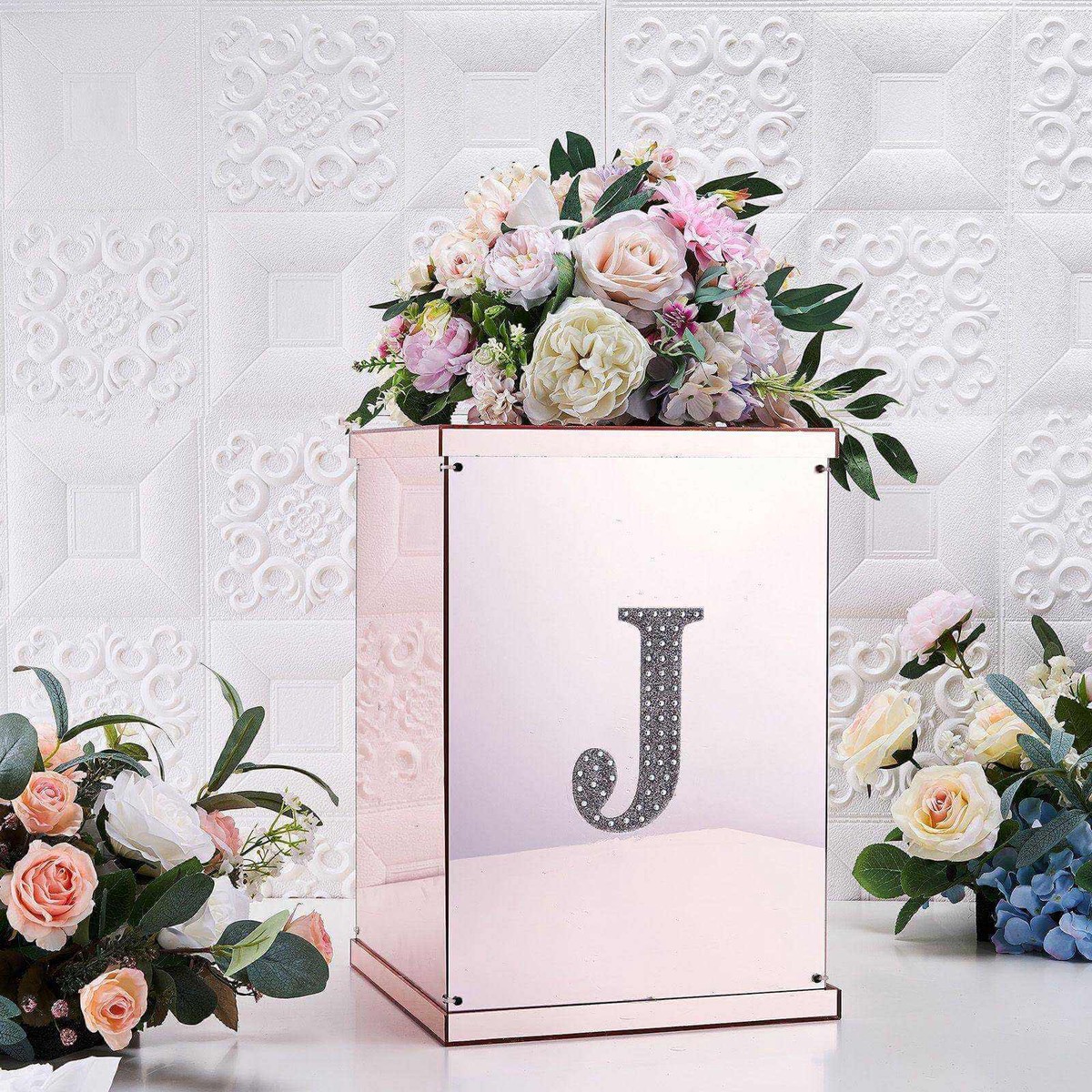 Decorative Rhinestone Alphabet "J" Letter Stickers 6", Silver Glitter Adhesive Craft Letters - DIY Sparkle Embellishments