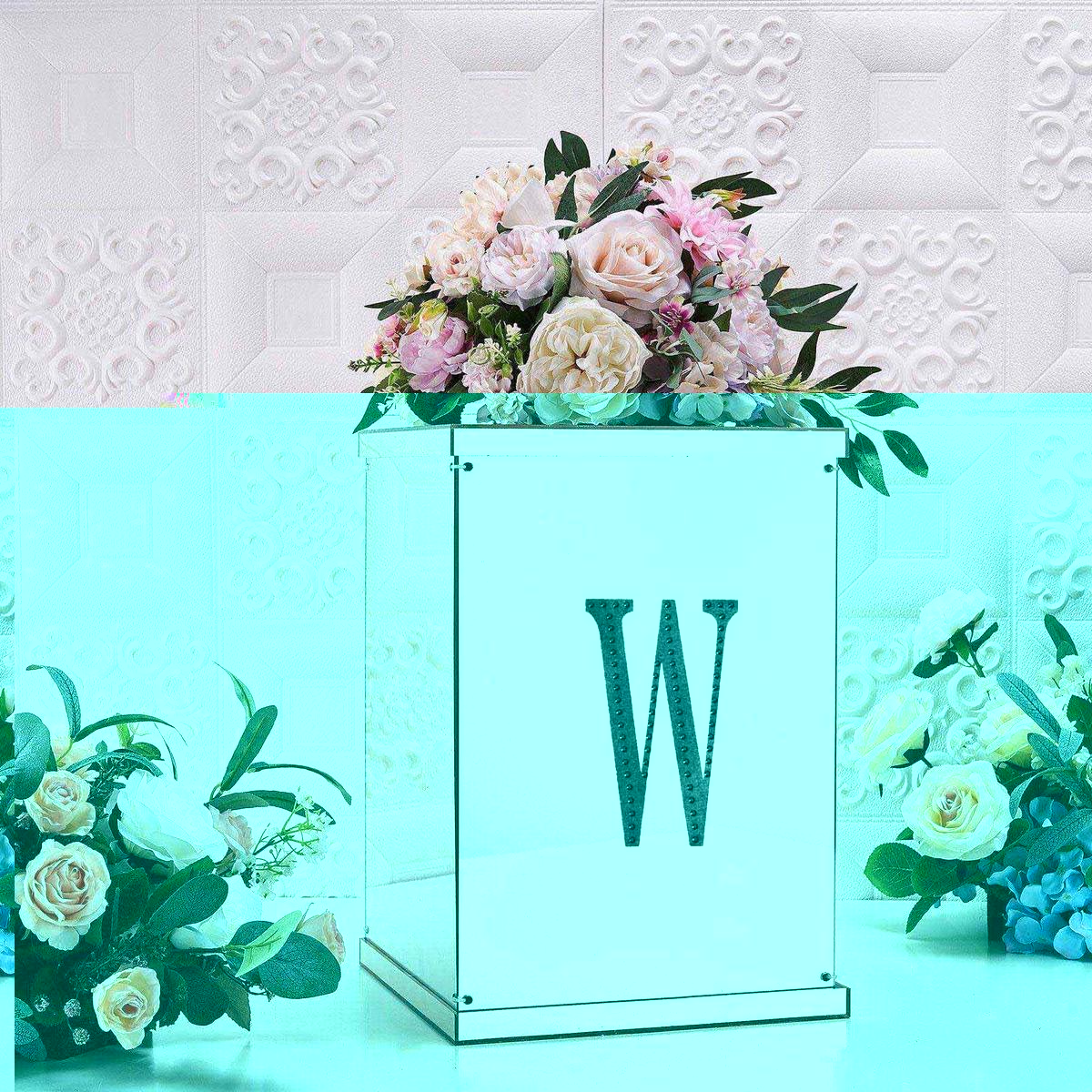 Decorative Rhinestone Alphabet "W" Letter Stickers 6", Black Glitter Adhesive Craft Letters - DIY Sparkle Embellishments