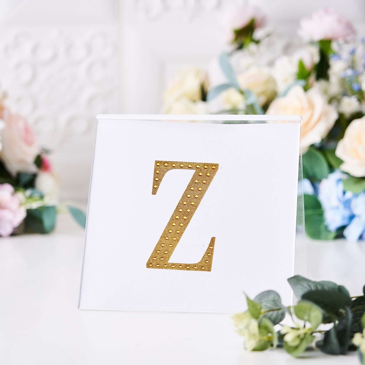 Decorative Rhinestone Alphabet "Z" Letter Stickers 4", Gold Glitter Adhesive Craft Letters - DIY Sparkle Embellishments